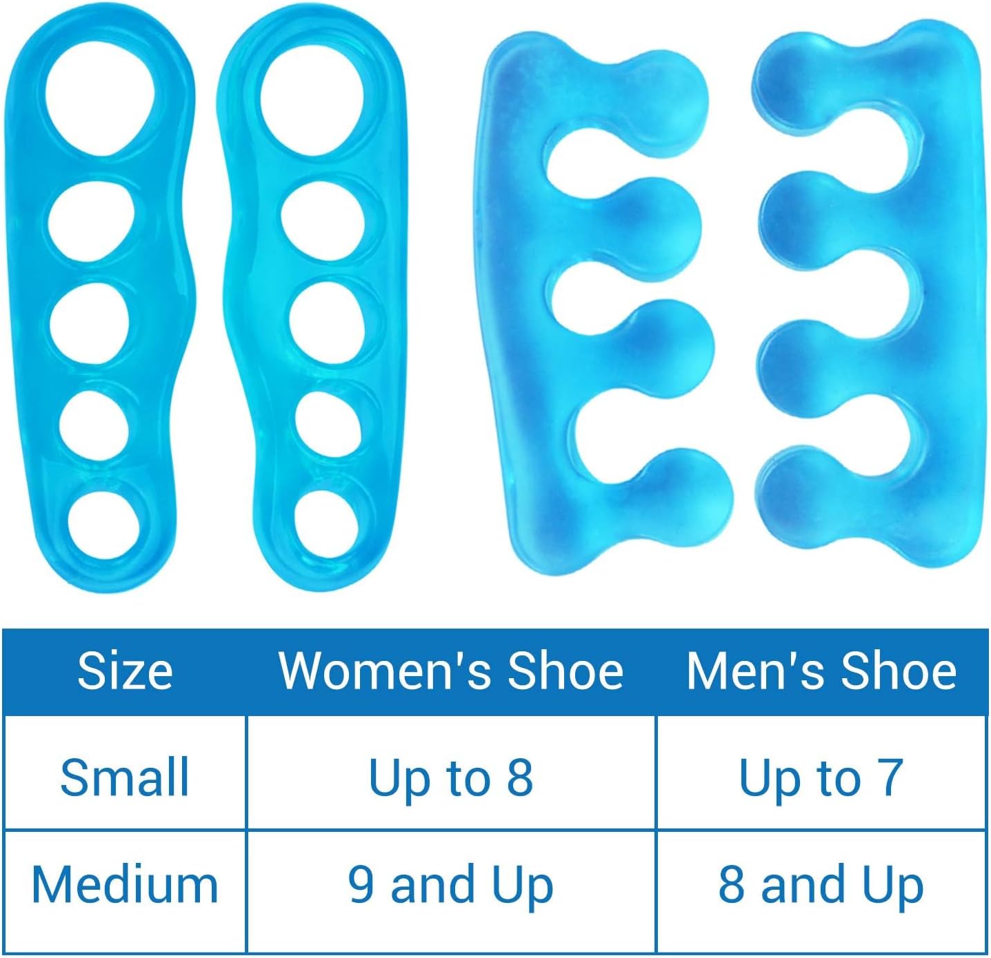 ViveSole Toe Separators for Men & Women Small (2 Pairs) - Silicone Gel Spreaders - Therapeutic Spa Stretchers for Plantar Fasciitis, Bunions, Overlapping Hammer Toe Spacers - Metatarsal Yoga Cushion