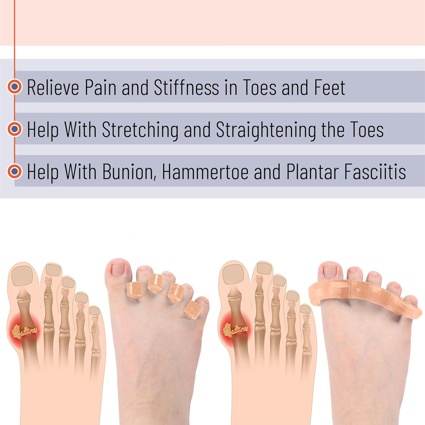 Dr. JK- ToePal Gel Toe Separator, 2 Pairs, Toe Spacers, Bunion Corrector, Christmas Gifts