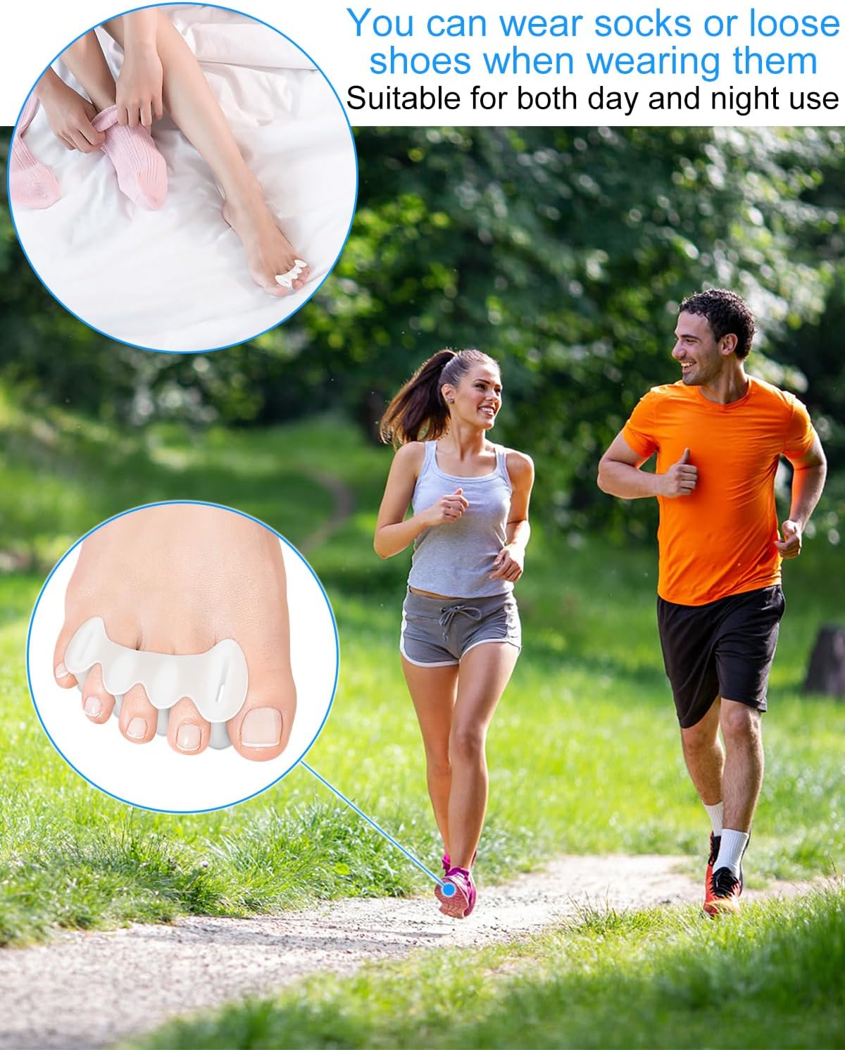 2 Pair Bunion Toe Separators Toe Spacers for Feet Women Men to Correct Their Toes, Foot Alignment, Silicone Toe Spreaders Toe Straightener for Hammertoe, Curled Toes (S, 2 Firm + 2 Soft)