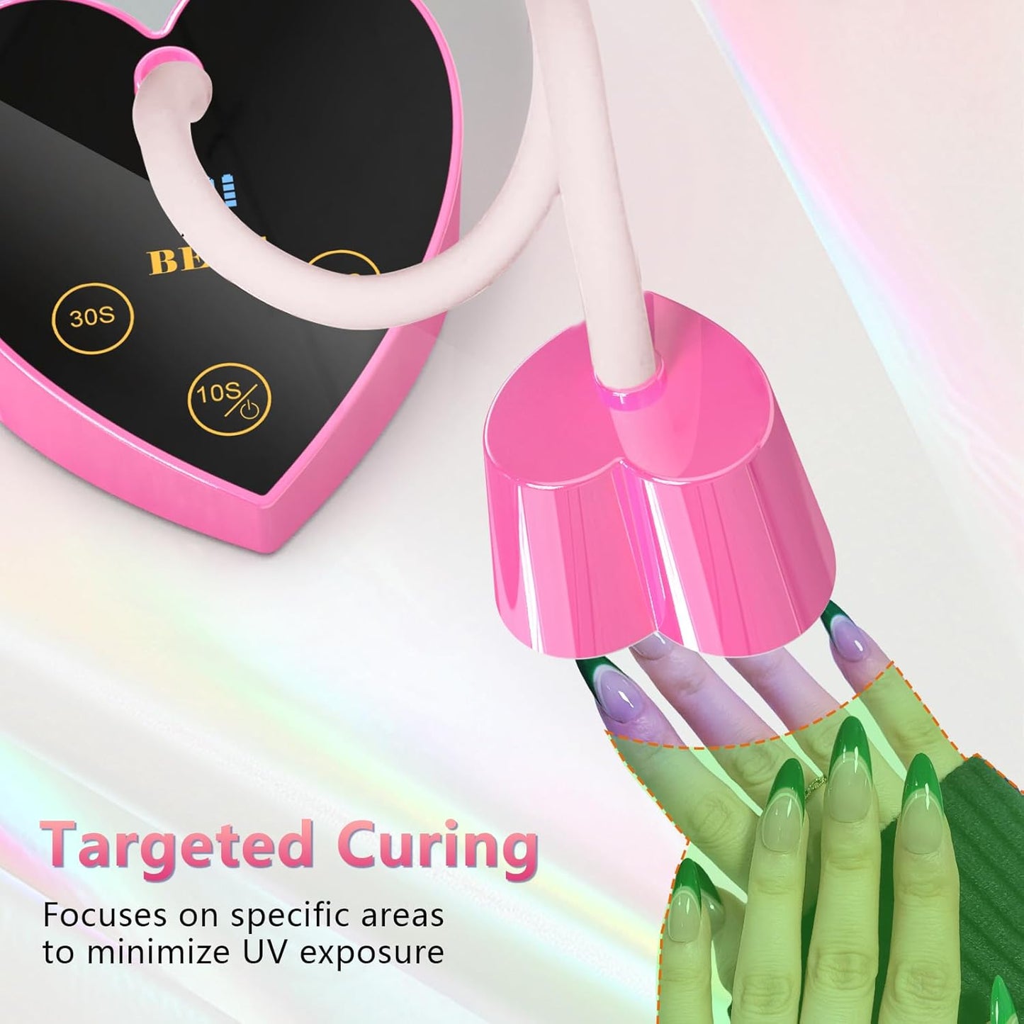 BETE Mini UV Nail Lamp Flash Cure Gel Nail Polish, 360° Foldable Gooseneck UV LED Nail Lamp with Smart Sensor, USB Portable Cordless 30W Rechargeable Nail Dryer with 3 Timers for Salon Home DIY