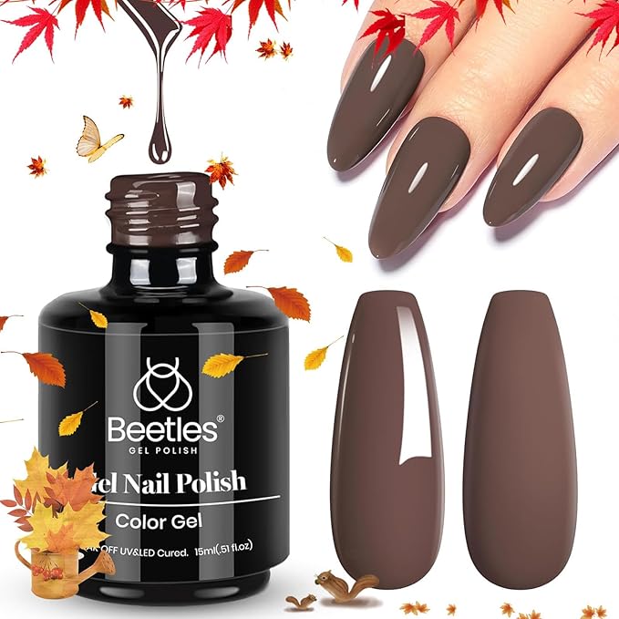 Beetles Brown Gel Nail Polish – 15ml Fall Dark Brown Gel Polish Gel Polish Soak Off Uv LED Nail Lamp Nail Art Manicure Gift for Women