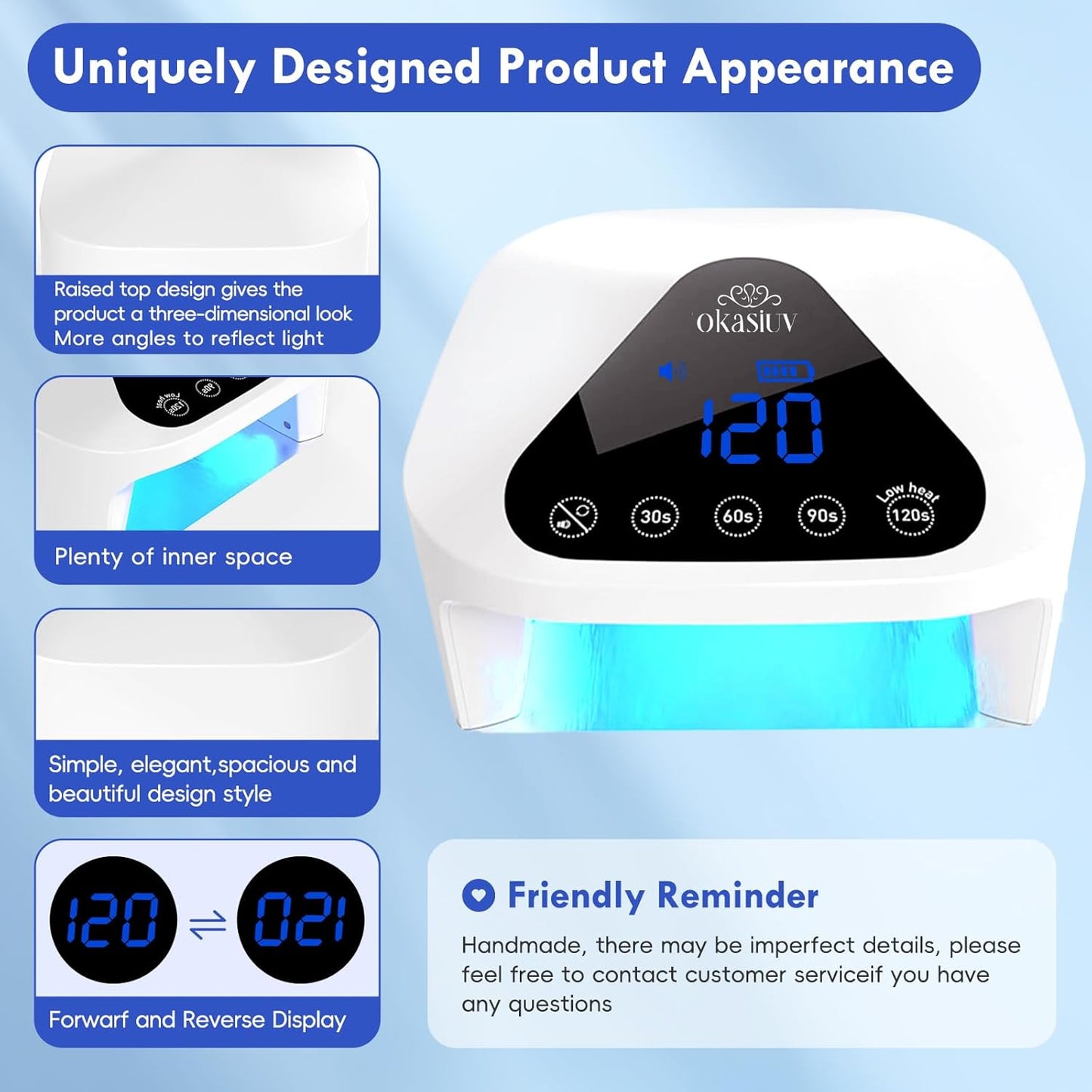 UV LED Nail Lamp with UV Gloves,Magnetic Metal Mirror Base Cordless Nail Dryer, Gel Polish Curing Light with 4 Timers,Touch Control Display,Auto Sensor for Professional Salon & Home