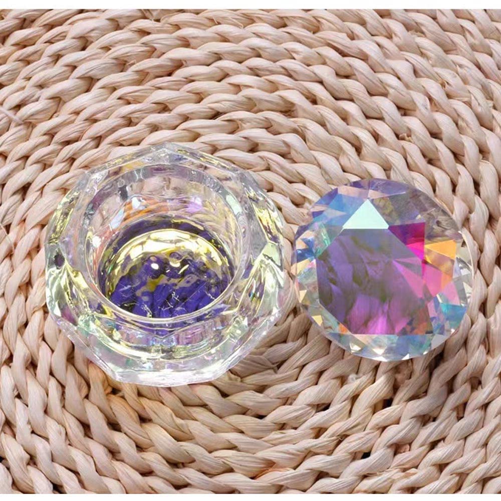 Nail Dappen Dish with Lid, ForSewian Crystal Glass Nail Monomer Dampen Dish Holder for Nail Acrylic Liquid & Powder