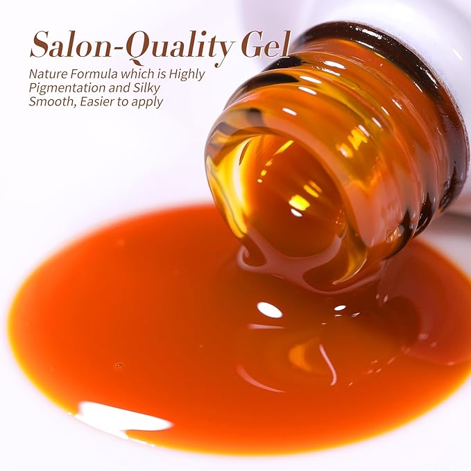 Born Pretty Jelly Gel Nail Polish 6 Colors Fall Winter Translucent Clear Pumpkin Burgundy Wine Red Coral Burnt Orange Grey Amber Brown Gel Polish Sheer Crystal Transparent Halloween Gel Polish Set