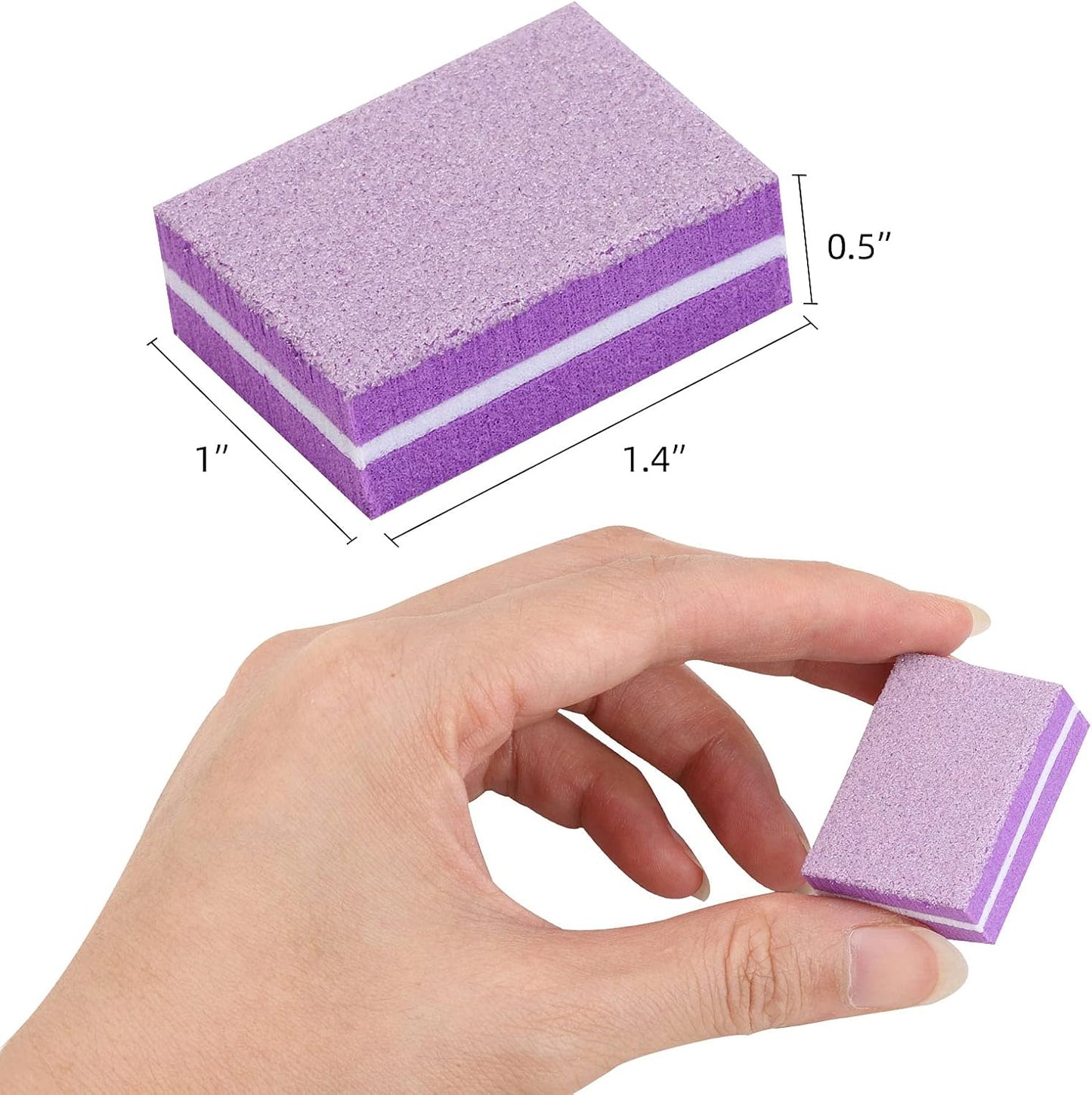 100 Pcs Mini Buffers for Nails 180/100 Grit Mini Nail Buffer Purple Nail Buffers for Natural Nails