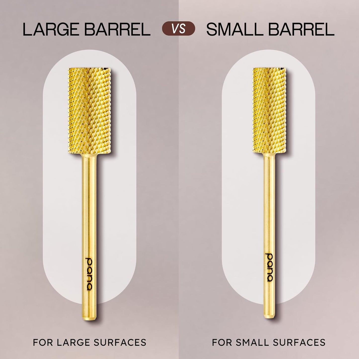 PANA Professional 3/32" Shank Size - Flat Top Large Barrel Gold Carbide Bit Medium Grit - Nail Drill Bit for Dremel Machine