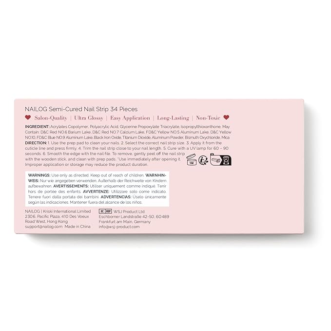 Semi Cured Gel Nail Strips - NAILOG 34 Pcs Gel Nail Stickers | Buy 2 Get 1 UV Light | Extra Long Nail Wraps with Glossy Gel Finishing Reddish Brown, Wildflowers