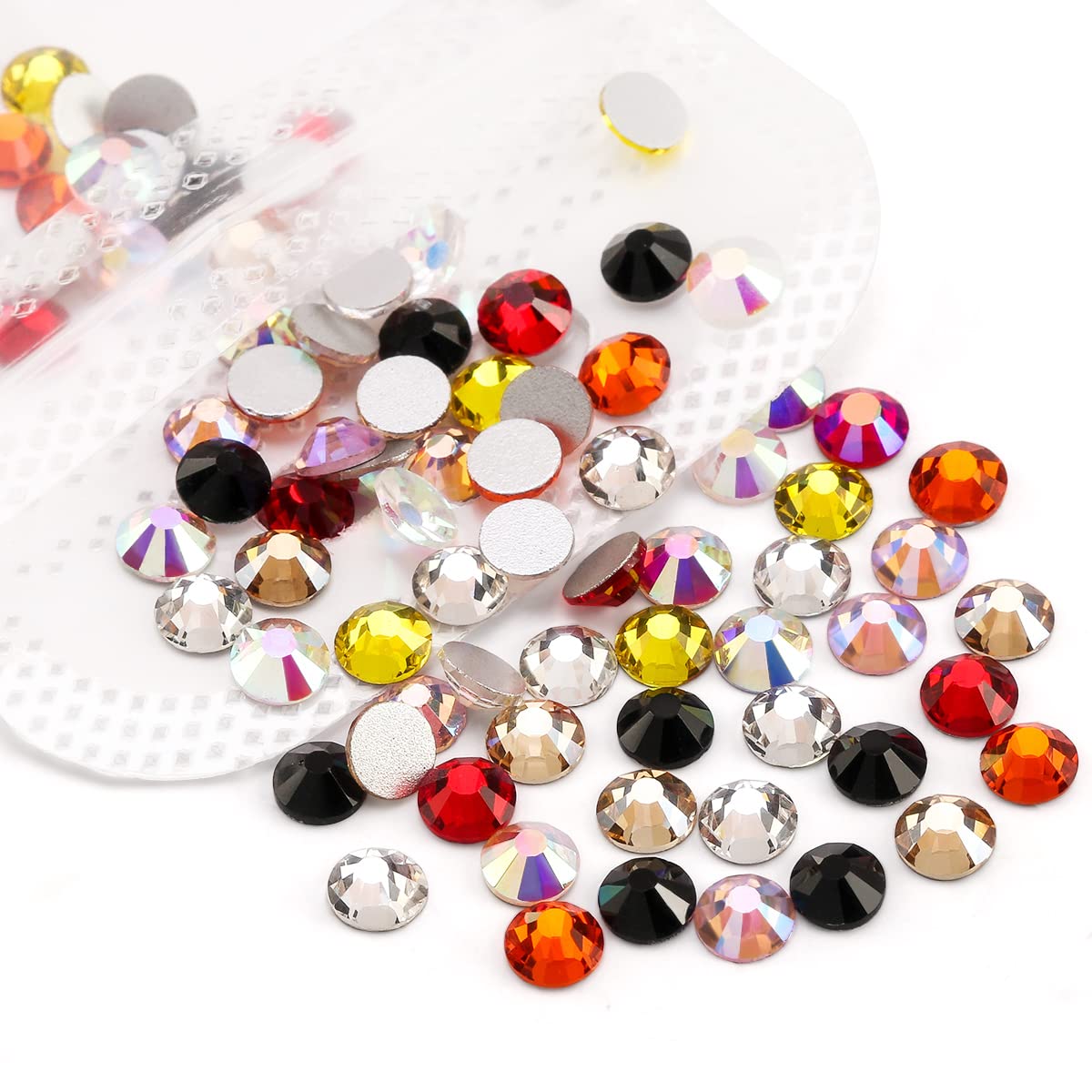 Novani Mix 10 Colors Rhinestones for Crafts Round Crystal Glass Flatback Gems and Rhinestones for Nails Art Makeup Bags Shoes Decoration DIY(SS10, 1440pcs, Mix Color 1)