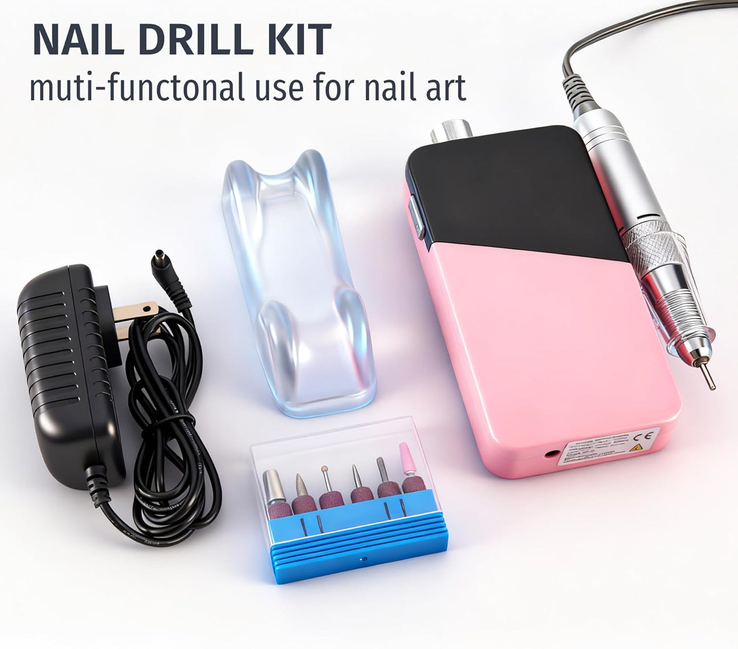 Electric Nail Drill Machine,Lumcrissy Colorful Rechargeable 35000 RPM Nail Drill Portable E-File with Detachable Battery,Portable Electric Acrylic Nail Tools ,Polishing,Nail Removing (Pure Pink)