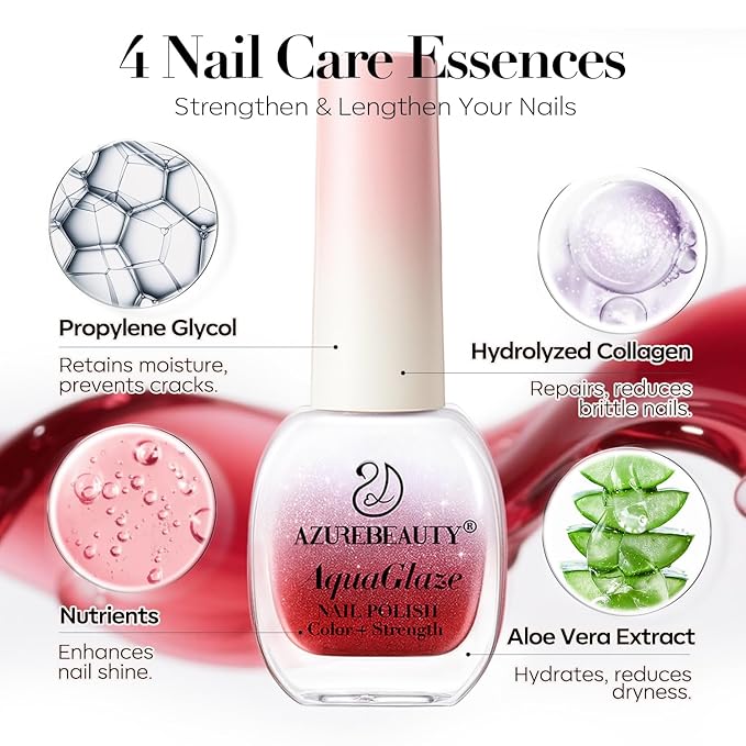 AZUREBEAUTY Dark Red Nail Polish, Burgundy Natural Quick Dry Christmas Nail Strengthening Glossy Finish for DIY Manicure & Nail Art, Salon Quality