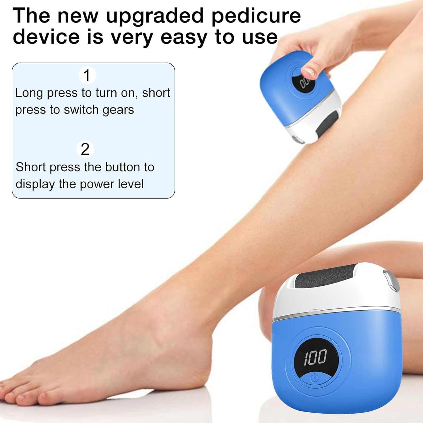 Electric Callus Remover Foot File, 2024 New USB Rechargeable Foot Repair and Grinding Device, Heel Polisher Digital Display, Feet Callus Remover, for Men Women Dry Callus Dead Skin (Blue)