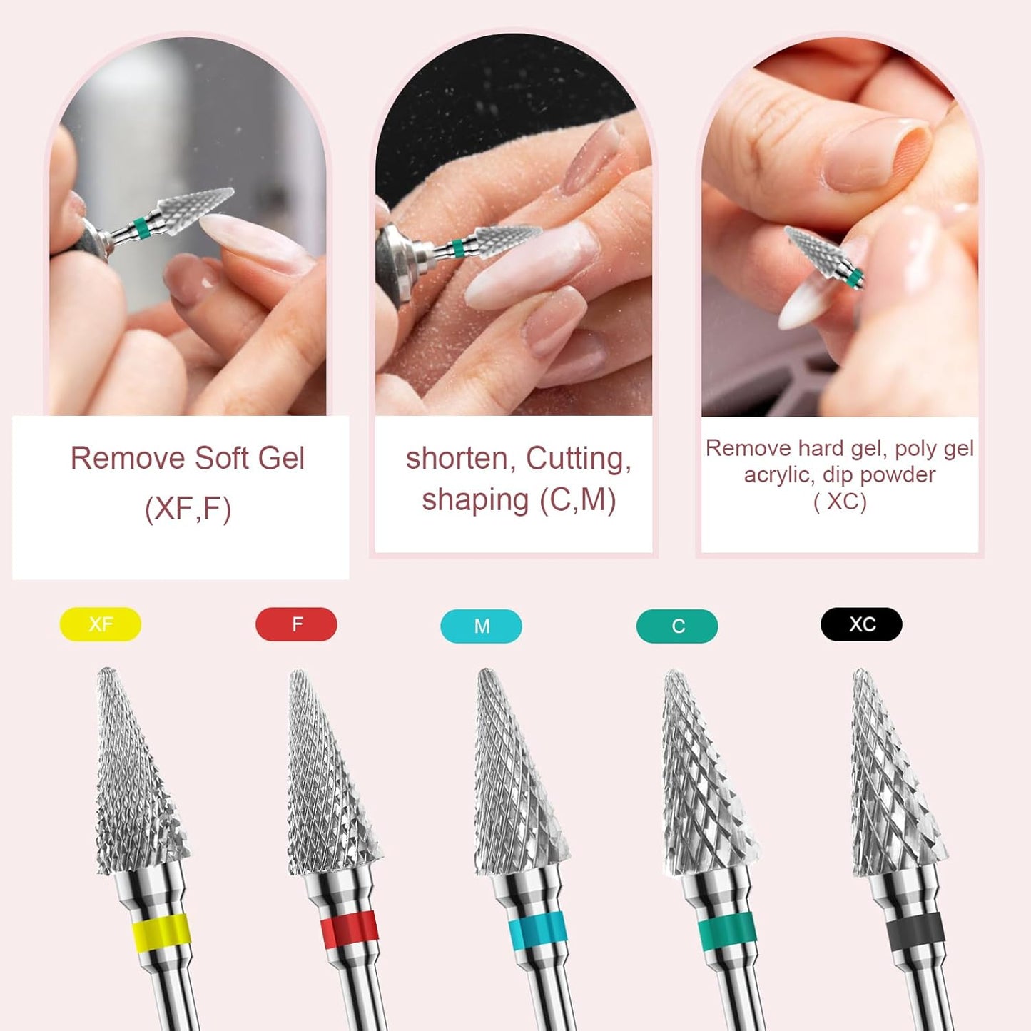 3/32" 2PCS Clean Umberllas Bits Coarse Grit Carbide Cuticle Cleaner Bit for Electric Nail Drills – Professional Manicure Tool for Nail Salons and Home Use (C Grit. Silver)