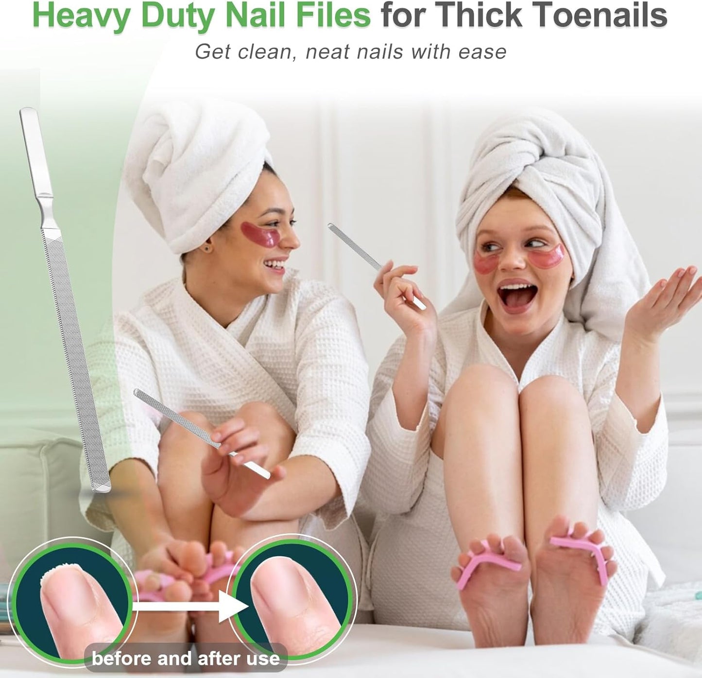 Toenail Files for Thick Nails, 4 Sides Heavy Duty Toe Nail File for Thick Toenails, Stainless Steel 7” Long Filer for Men Women, Metal Fingernail Filing Durable Nail Care Tool (2 Pcs/7.1IN)