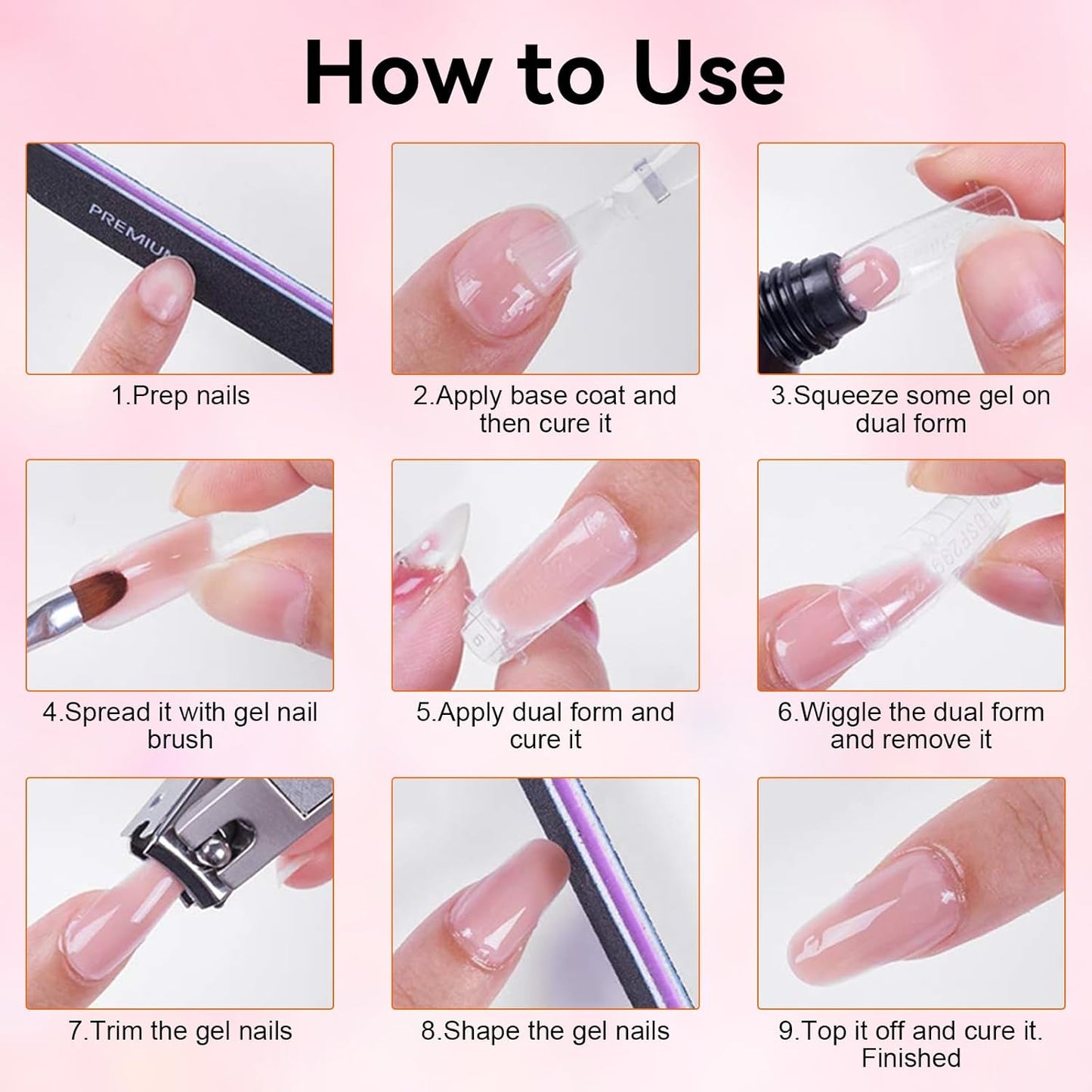 Makartt Poly Nail Gel Set: Orange Yellow Colors, Strong Builder for Extension Overlay Strengthener 3D Diy, Multifunctional, Long-lasting for Nails French Manicures Home Salon-2PCs 30ML