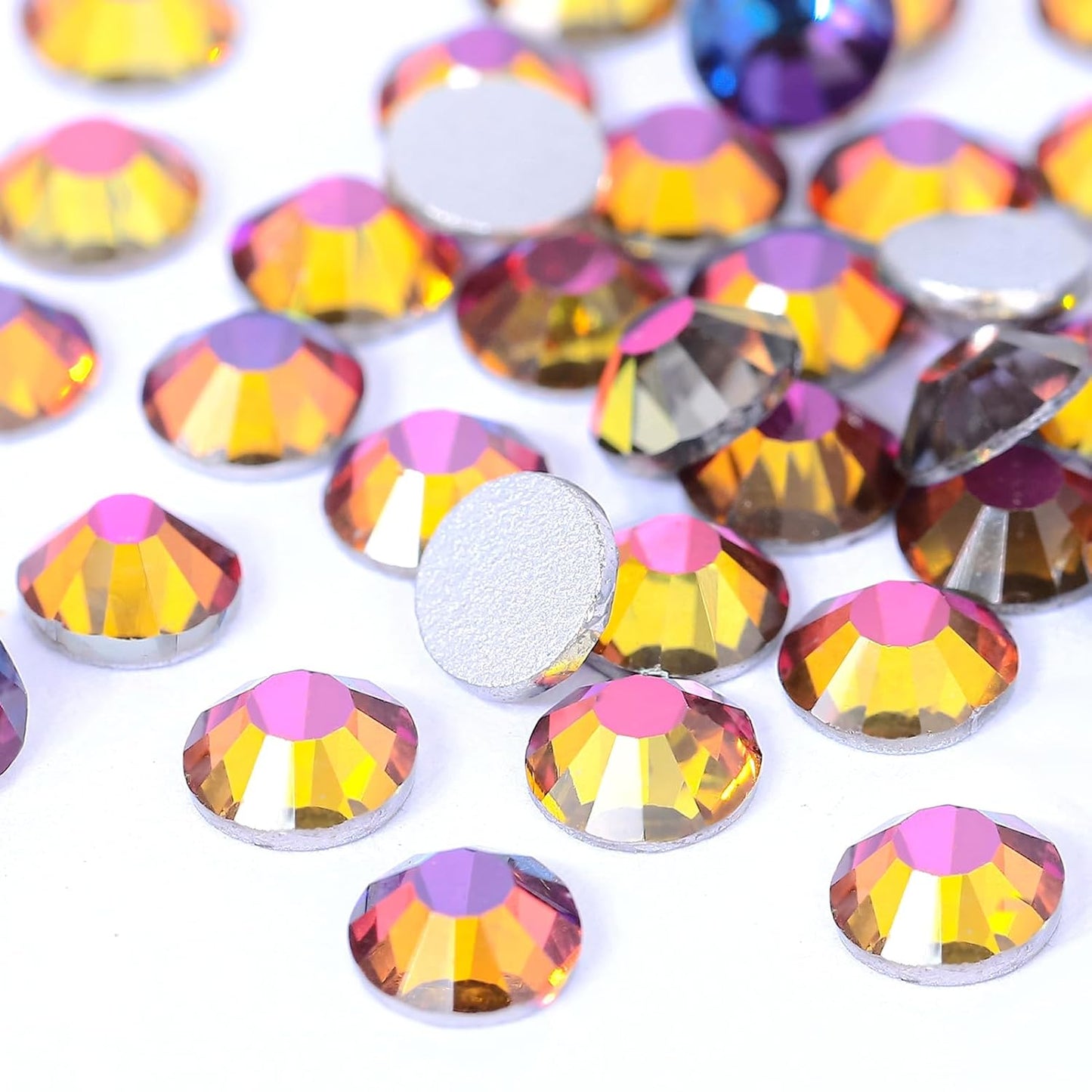 Novani Rhinestones 3000Pcs Flatback Crystal Round Loose Gemstones Glass Rhinestones for Crafts Makeup Nail Art Clothes Shoes DIY Decorations(SS10, 2.7-2.9mm,Blue Flame)