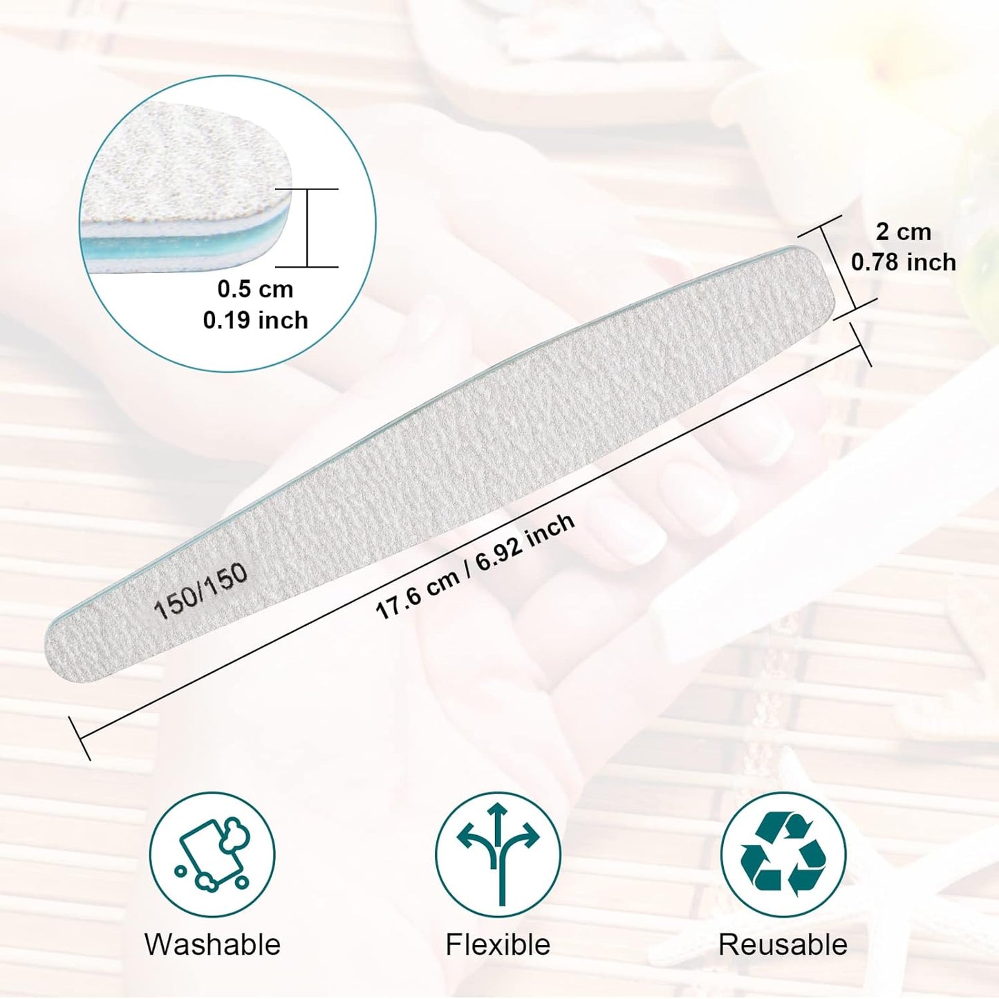 Diesisa 15pcs 150/150 Grit Nail Files for Natural Nails, Double Sided Emery Boards for Nails, Professional Nail Files for Acrylic Nails for Home & Salon (limas para manicura)