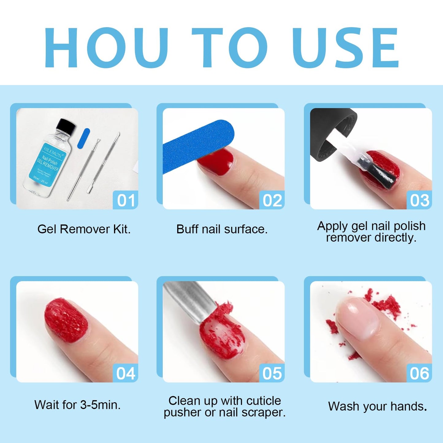 Quick Gel Nail Polish Remover Kit, Easy Remove Gel Polish in 3 Minutes, Safe for Natural Nails with Nail Tools, No Need Soaking or Wrapping, Gel Remover for Nails, Larger Size (60ml)