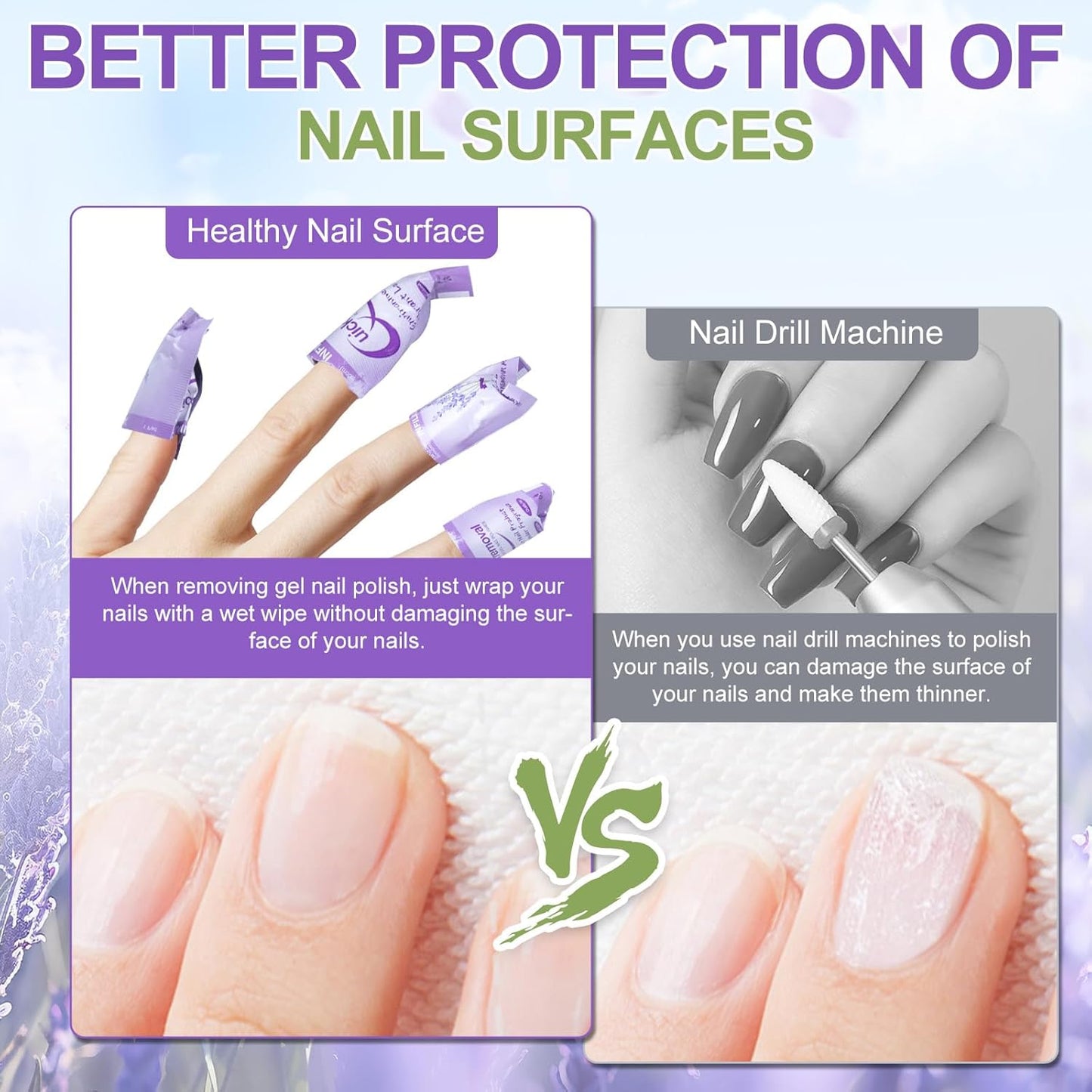 NXJ INFILILA Nail Polish Remover Pads - Individually Wrapped - Quick Nail Polish Remover Wipes - Fingernail Travel Kit to Clear Nail Polish for Home & Professional Removal(Lavender Fragrance)