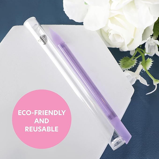 Bona Fide Beauty Glass Cuticle Pusher - High Grit Purple Dual Ended Nail Care Tool with Pointed and Slanted End. Manicure Tool for Women
