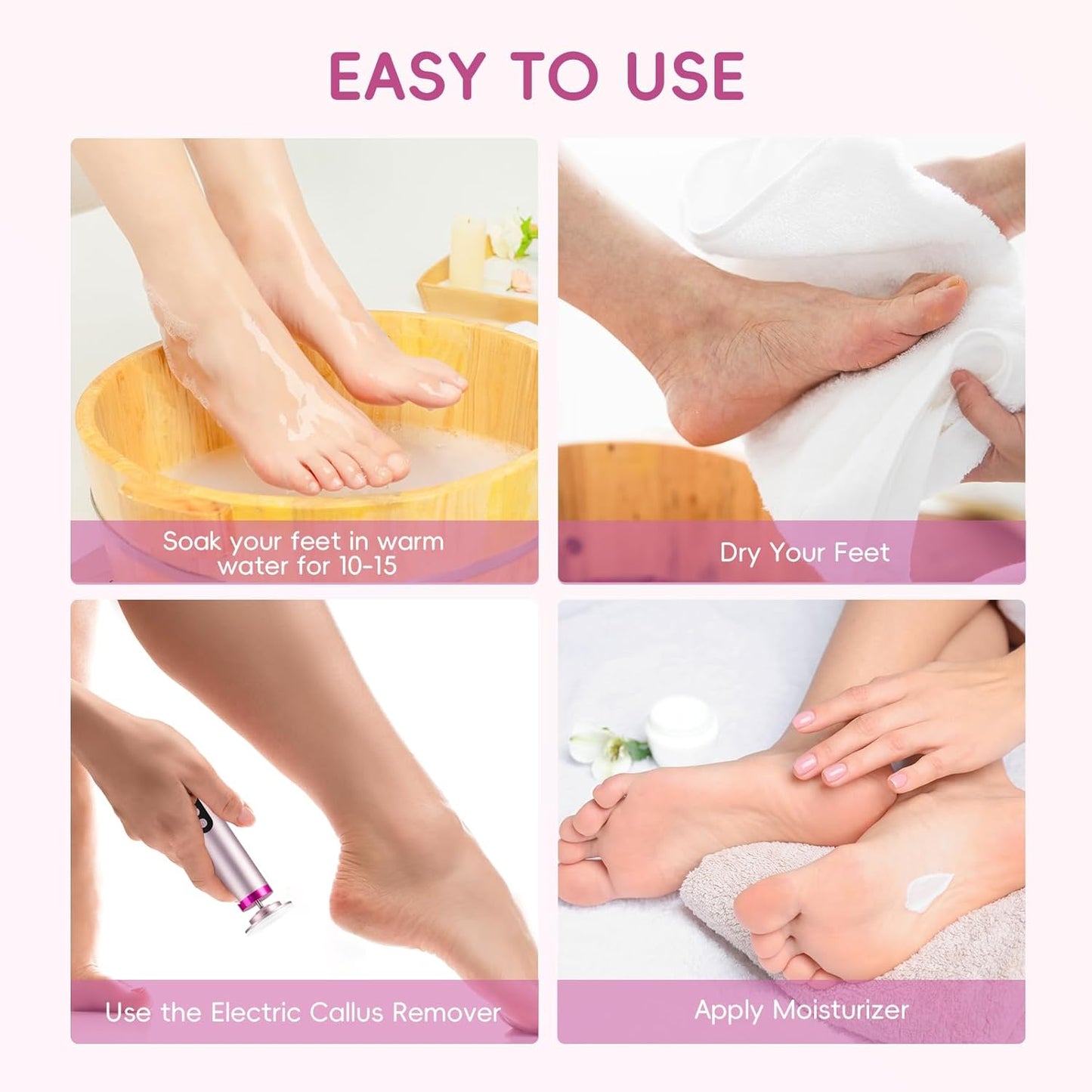Upgrade Electric Callus Remover for Feet - Wireless Electric Foot Filer with 9 Speed Settings, Type-C Charging, Pedicure Tools for Dead Skin-Pink