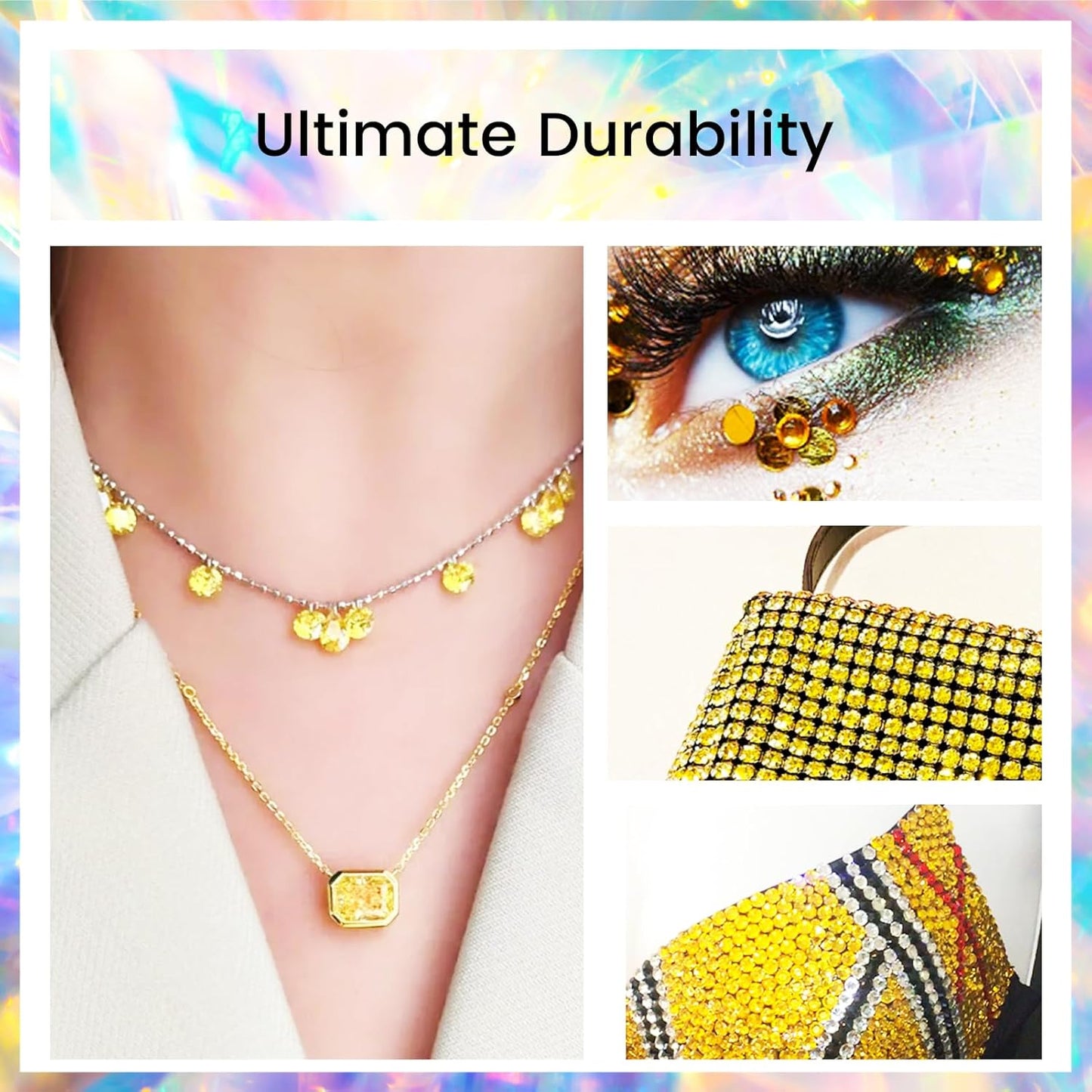 Novani Lemon Yellow Rhinestones, Flatback Crystal Loose Gemstones 1440pcs Glass Rhinestones for Clothes Shoes Crafts Makeup Nail Art and DIY Decorations(SS6, Citrine)