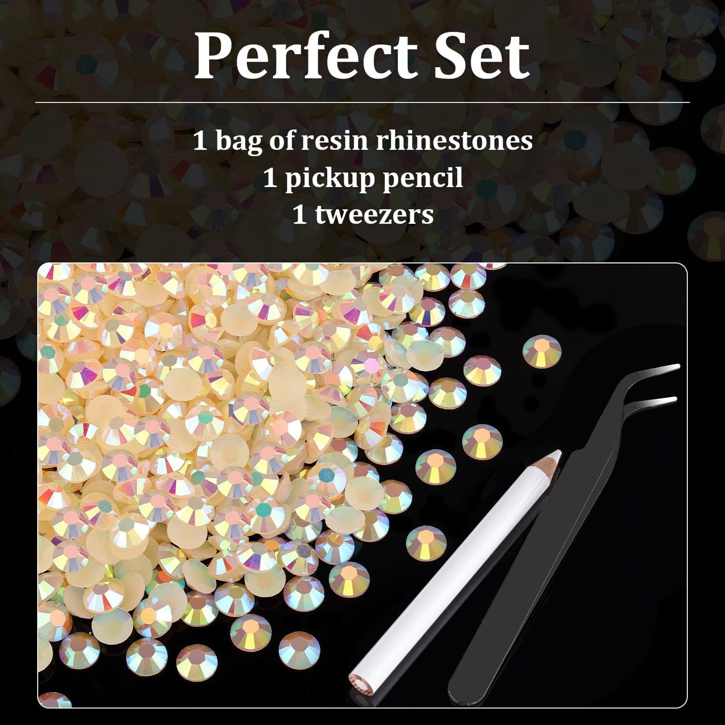 2000pcs 6mm Resin Rhinestones Bulk, Light Yellow AB Flatback Round Jelly Rhinestones Non Hotfix Crystal Gems Large Quantity Wholesale for DIY Crafts Clothes Bottles Face Makeup Manicure