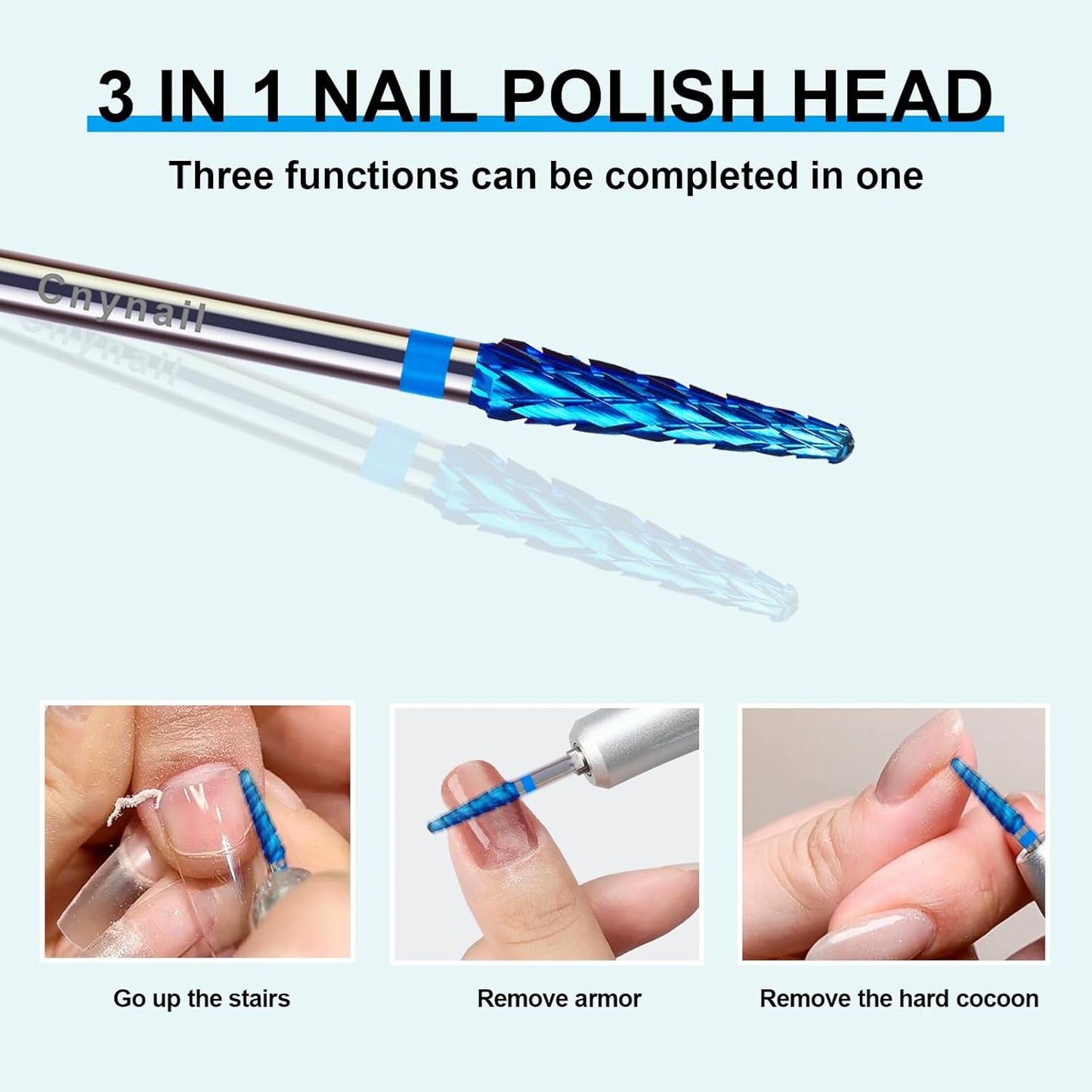 3/32" Small Cone Clean Medium Grit Carbide Cuticle Cleaner Bit for Electric Nail Drills – Professional Manicure Tool for Nail Salons and Home Use (M Grit. Blue)