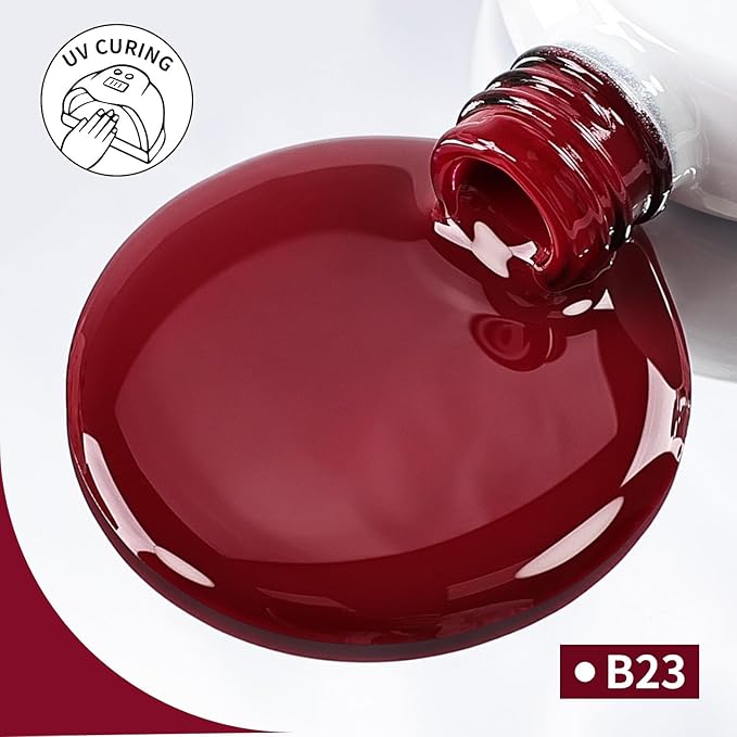 JODSONE Red Agate Gel Nail Polish 10ml Soak Off Nail Polish Dark red Nail Color Salon Quality Long-Lasting Vegan & Cruelty-Free Low Odor Need U V Lamp Curing