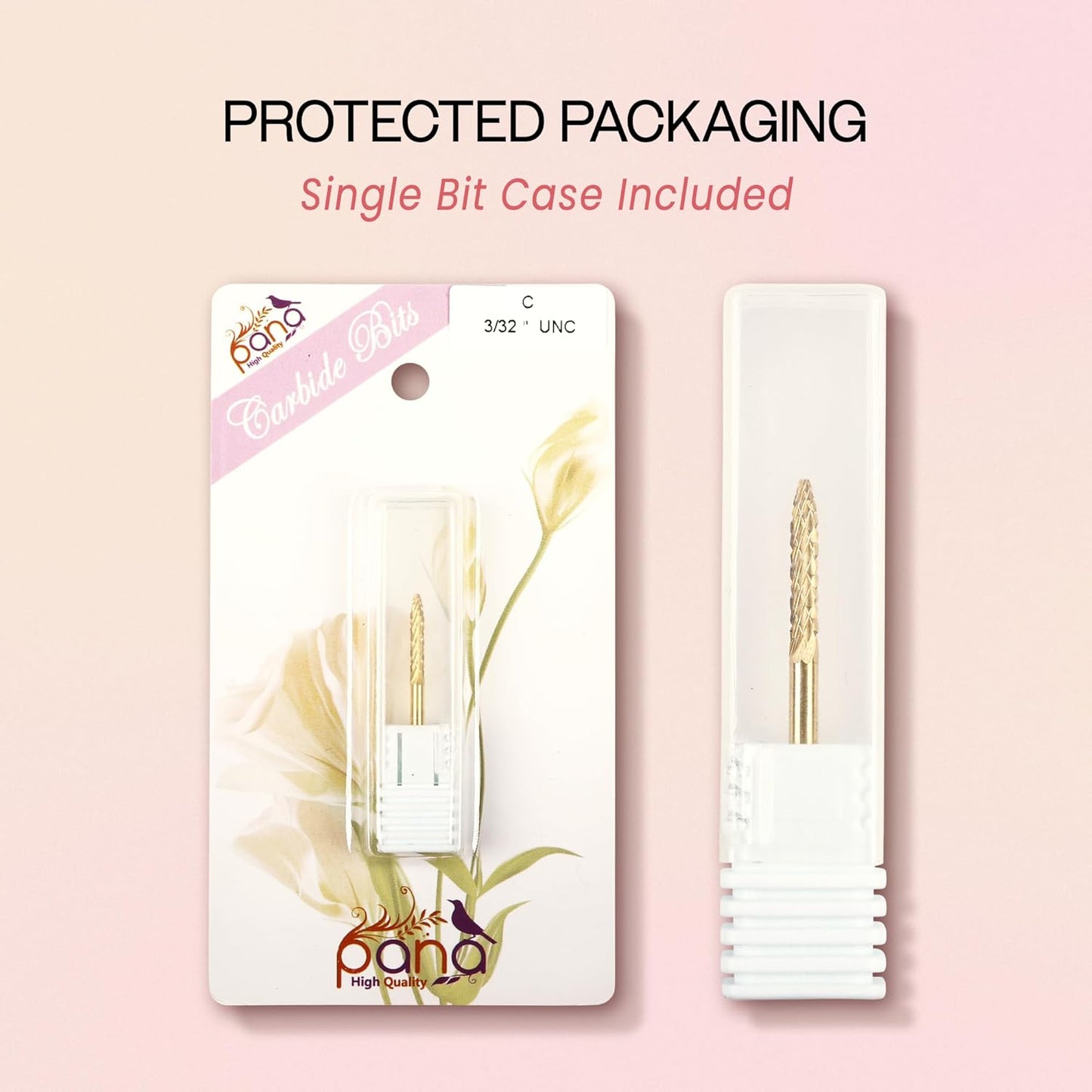 PANA 3/32" Carbide Cuticle Nail Drill Bit for Cuticle Cleaning, Dead Skin Removal, Gel Polish & Acrylic Removal, Under Nail Cleaner, Nail Salon, Manicure Tools (UNC - Gold, Coarse)