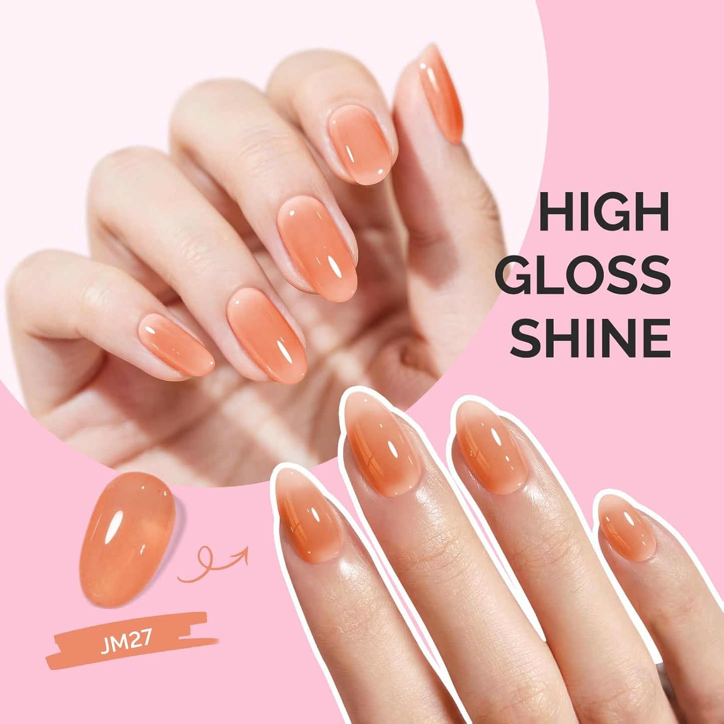 MelodySusie Jeweliver Nude Gel Nail Polish, 0.5Fl.oz Milky Nude Orange Gel Nail Polish Soak Off UV LED Light Cure Gift for Women Manicure Nail Art DIY at Home JM27