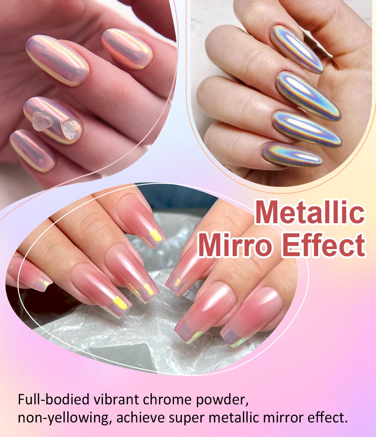 Chrome Nail Powder and 3D Nail Gel Kit BISHENGYF: 15g No Wipe 3D Sculpting Gel Aurora Pink White Pearl Gold Chrome Nail Powder with Clear 3D Carving Nail Molding Glue Set for Nail Art Decoration