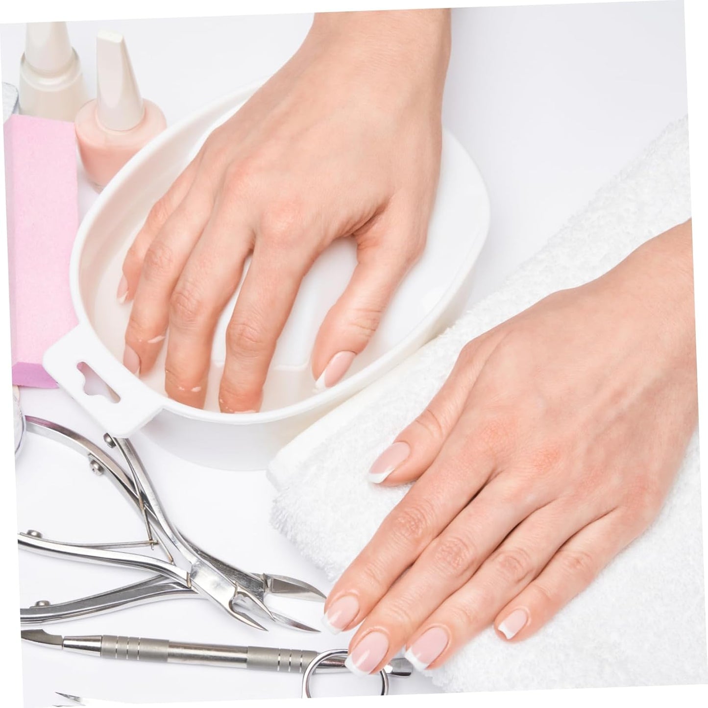 Mikinona Rectangular Soaking Bowl Nail Removal Tool White Nail Art Bowl Manicure Care
