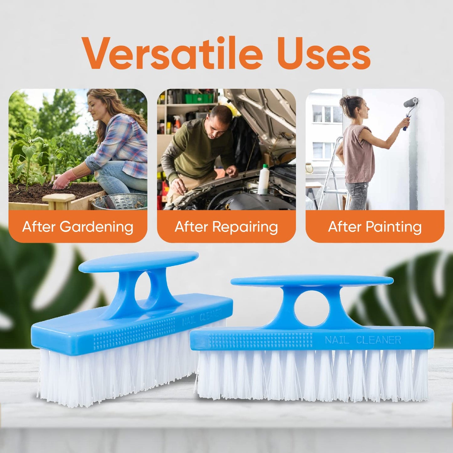 Nail Brush for Cleaning Fingernails, Nail Scrubber Brush, Toe Foot Hands Fingernail Brush Cleaner- Small Scrub Brush- All-Purpose Stiff Cleaning Brush (3 Pack, Blue)