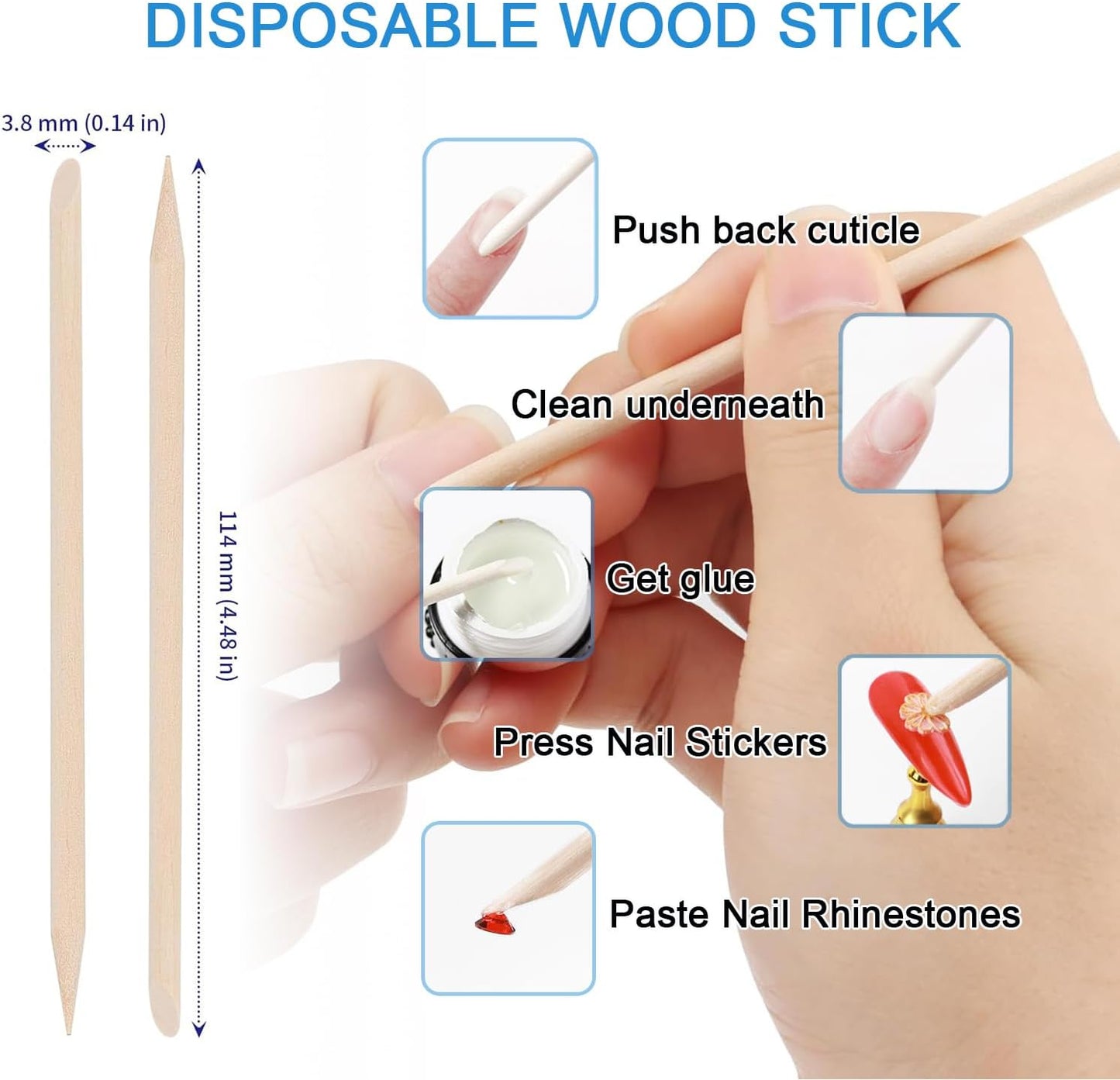 Disposable Pedicure Kit 5-in-1, 100 Counts - Nail Buffer, Pumice Pad, Nail File (100/180 Grit), Wood Stick and Toe Separators - Complete Pedicure Kit for Salon or Home Use