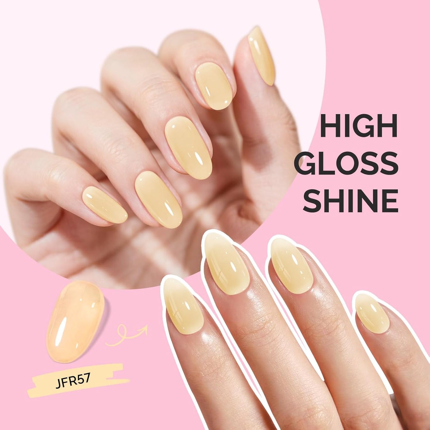 MelodySusie Beige Gel Nail Polish, 0.5Fl.oz Jeweliver Jelly Gel Polish Translucent Plastel White Yellow Neutral Color Soak Off UV LED Gel Polish Nail Art Design Manicure Salon DIY At Home JFR57