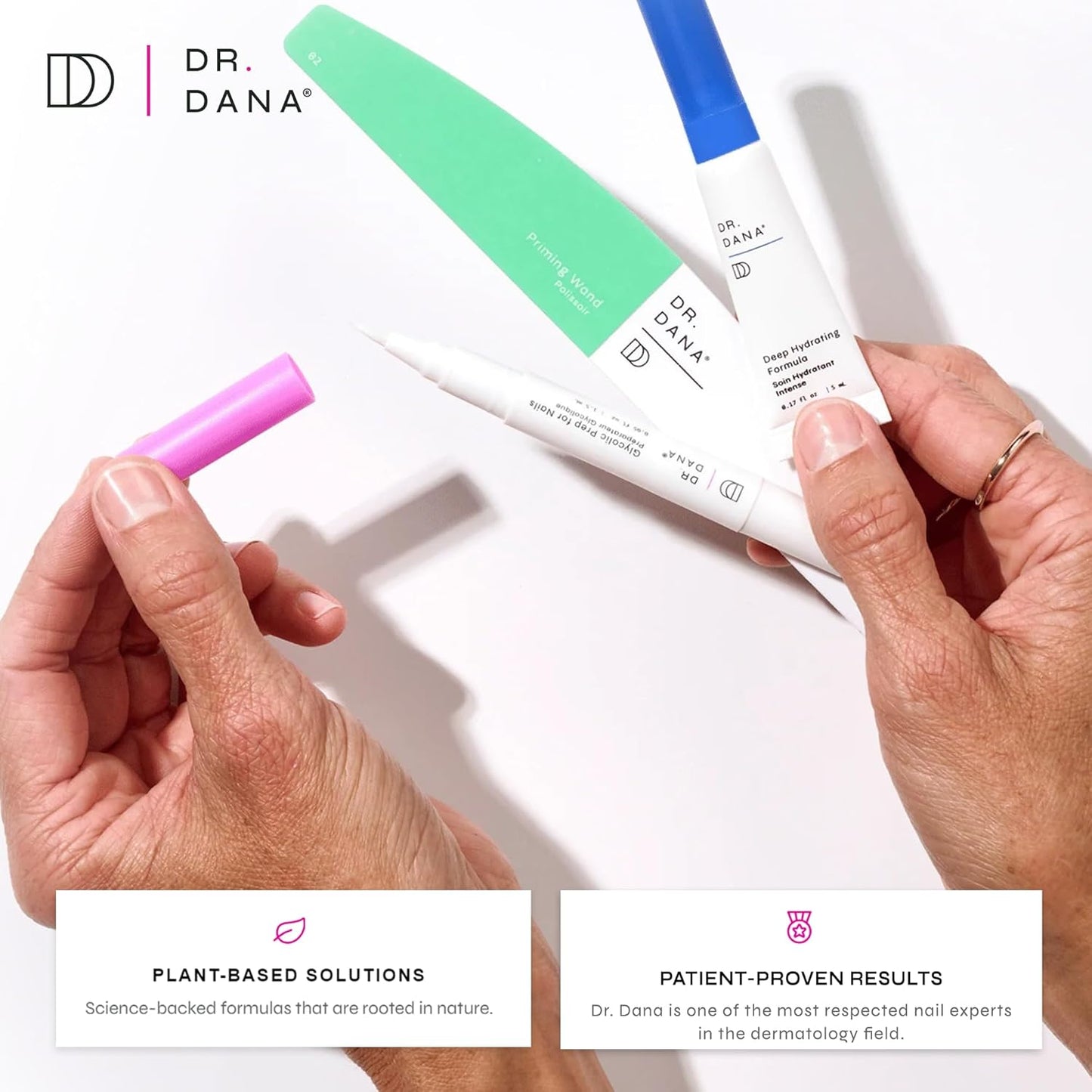 Dr. Dana Nail Repair Kit for Damaged Nails – Strengthening & Exfoliating Treatment with Glycolic Acid, Nail Primer, Hydrator & Priming Wand for Shiny, Healthy Nails, Halal Certified Nail Care Kit
