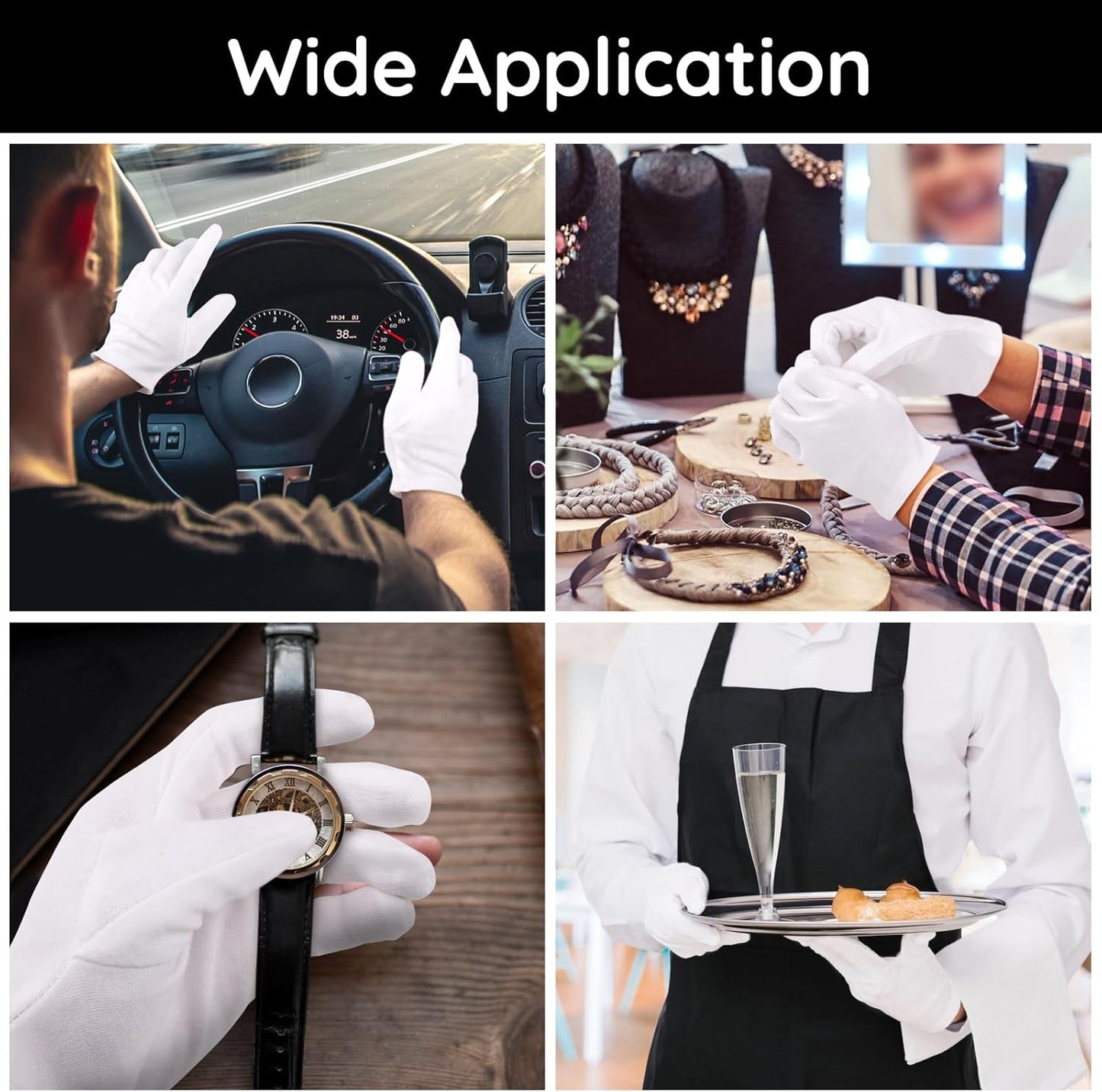 Segbeauty 24 Counts Moisturizing Gloves for Dry Hands, Cotton Hand Gloves Moisturizing Overnight, Washable White Gloves for Art Handling, Sleeping Gloves Thick Cotton Gloves for Men & Women Small