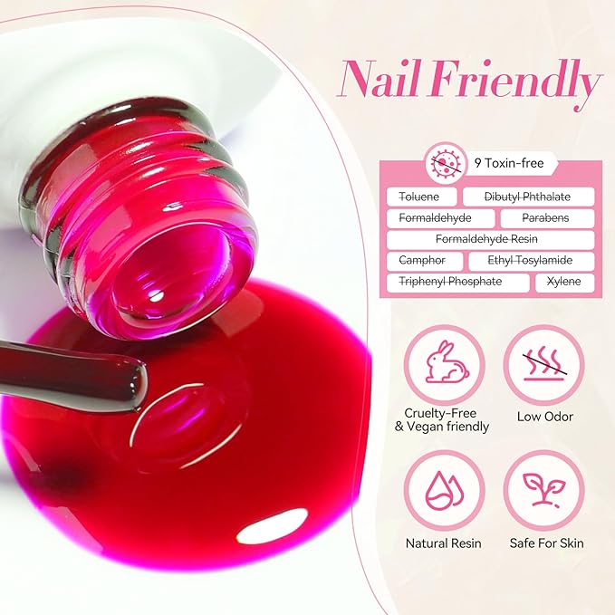 BORN PRETTY Jelly Gel Nail Polish Halloween Neon Gel Polish,Hot Pink Red Purple Blue Green Yellow 6Colors Translucent Effect,Soak Off U v LED Light Cure Nail Art Kit for Salon Manicure and DIY at Home