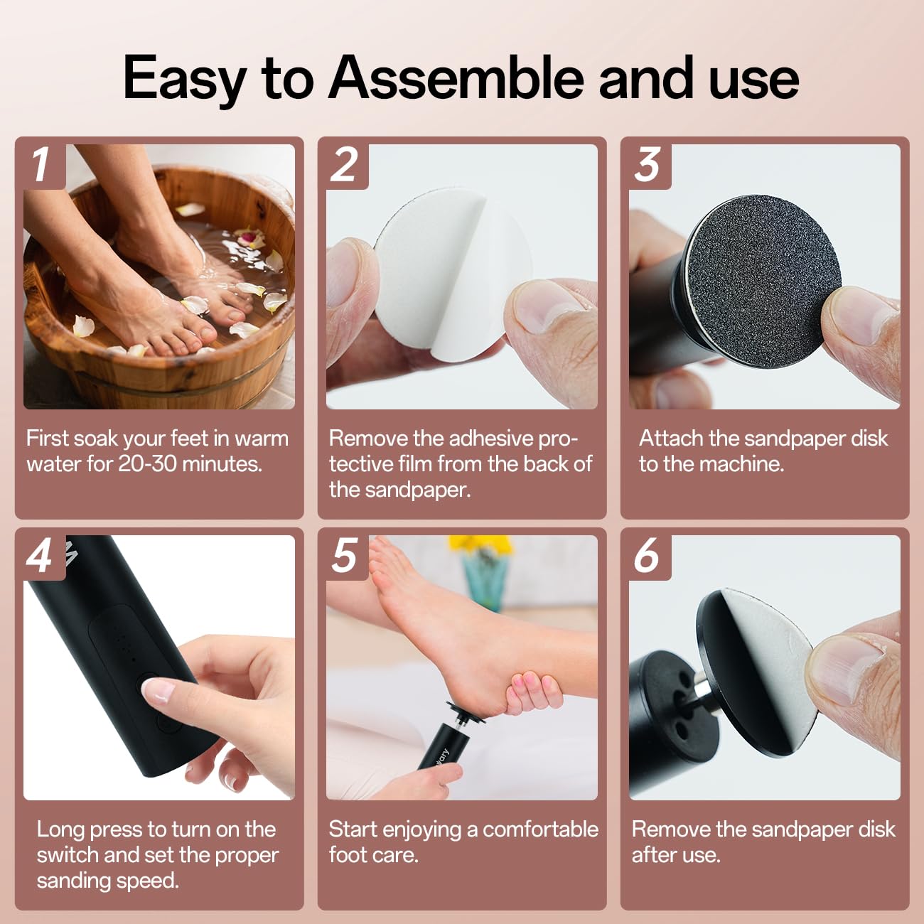 2 in 1 Electric Foot Callus Remover, USB Rechargeable Foot File Sander with 80/120 Grit Sandpaper Discs and LED Digital Display,Professional 1200RPM Aluminum Callus Remover for Feet,Nail Care