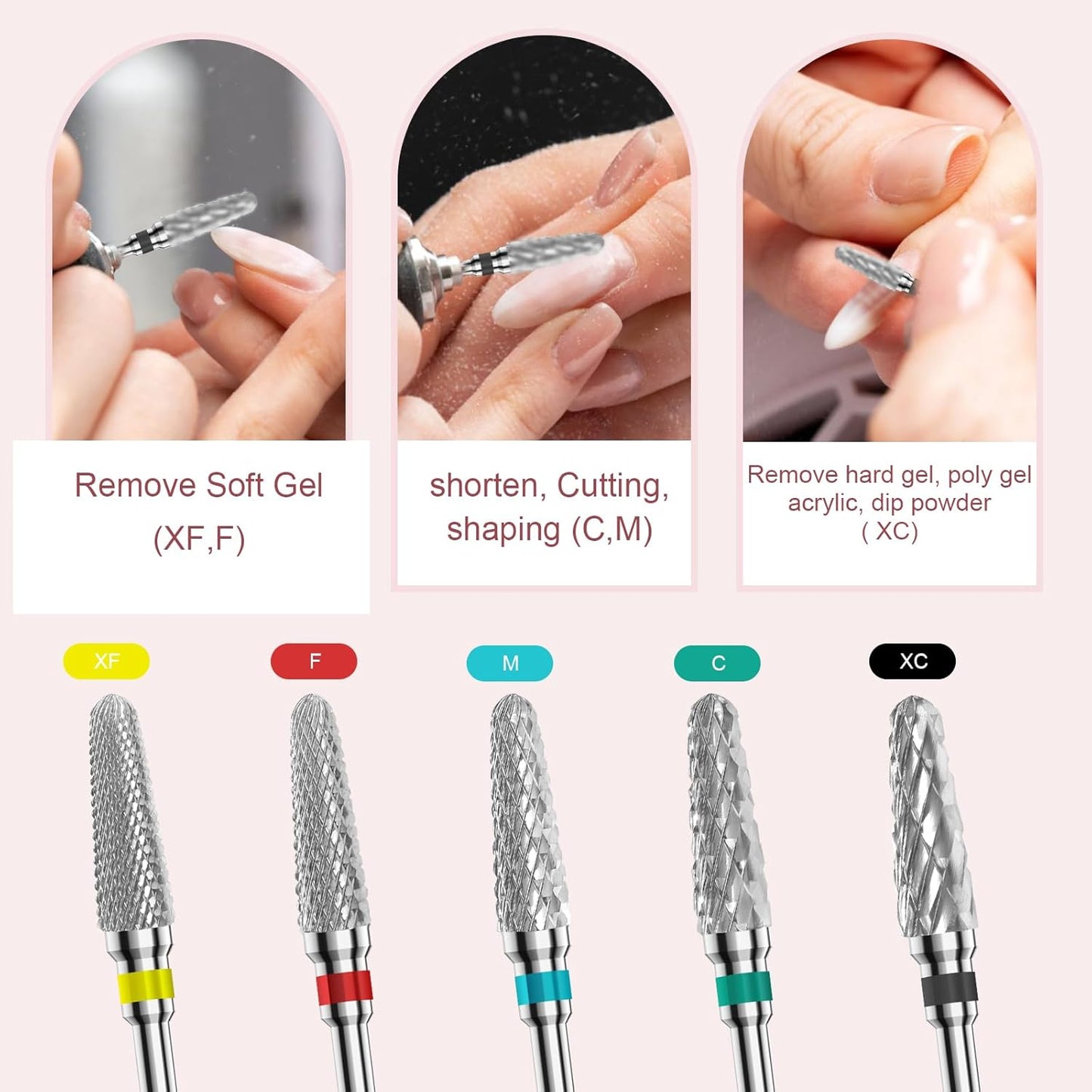 3/32" 2PCS Clean Cone Bits Extra Coarse Grit Carbide Cuticle Cleaner Bit for Electric Nail Drills – Professional Manicure Tool for Nail Salons and Home Use (XC Grit. Silver)