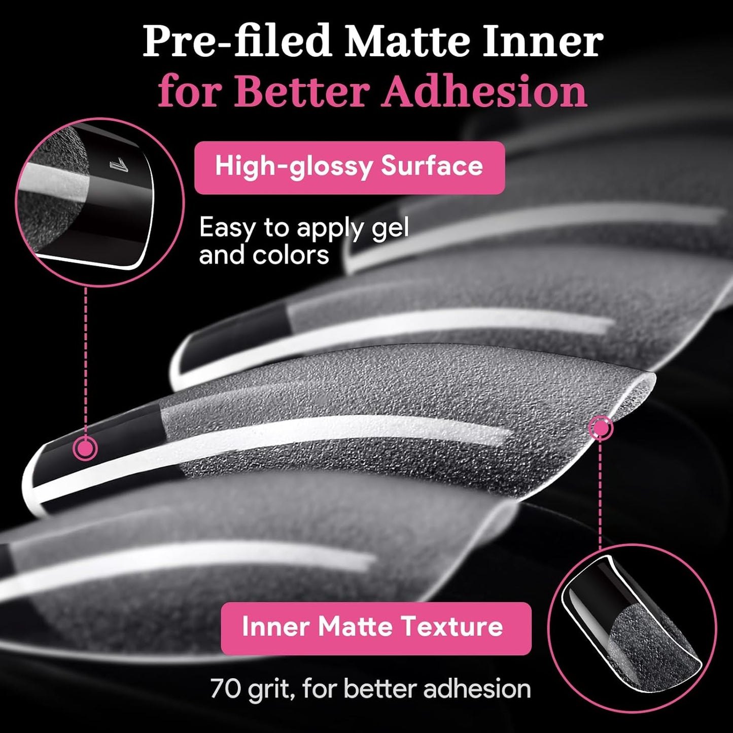 Short Square Fake Nail Tips - 15 Sizes 240 PCS Clear French Half Matte Press On False Nail Tips Pre-shaped Full Cover Gel Nail Tips Extensions Thick Long Lasting for DIY Beginners& Salon Manicure
