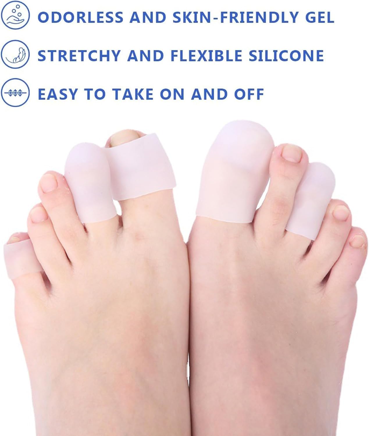 6 Pairs Silicone Toe Caps Hammer Toes Covers Flexible Stop Toe Pain Toe Guards Soft Toe Protectors for Women Men Toe Sleeves for Corns Blisters Calluses