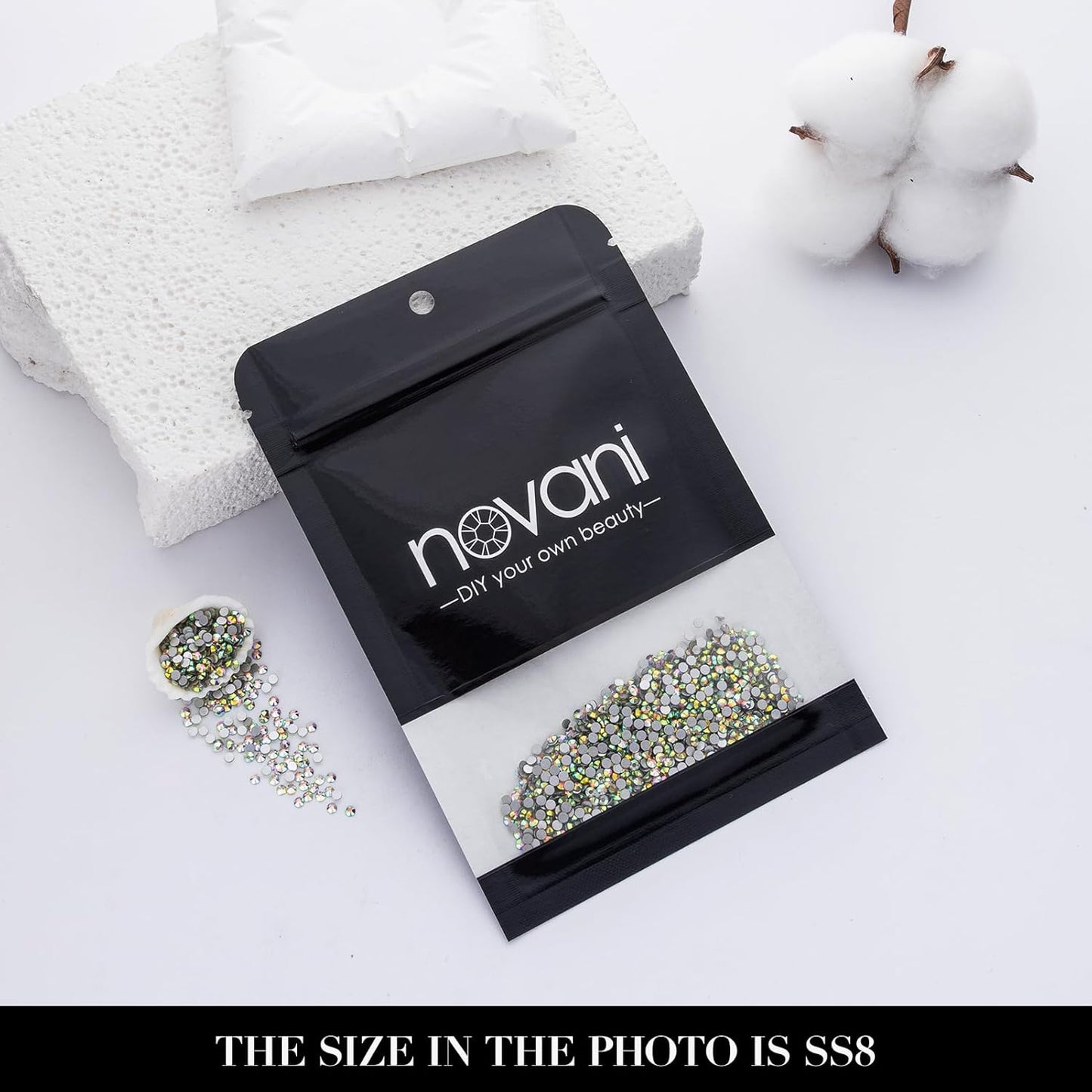 Novani 3000 Pieces Flatback Rhinestones Glass Round Gems AB Crystals for Nail Art DIY Crafts Clothes Shoes,SS8,2.3-2.5mm