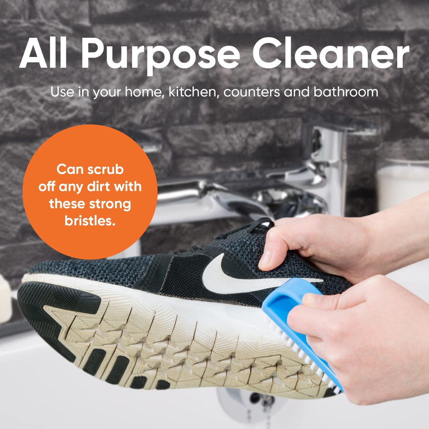 Superio Nail Scrubber Brush - All-Purpose Stiff Cleaning Brush for Fingernails, Toe, Foot & Hands - 9 Pack