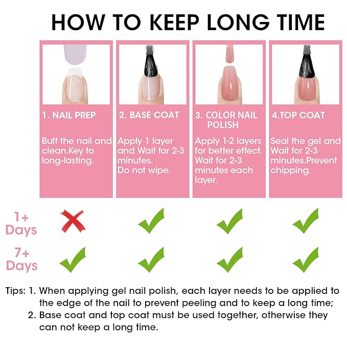 GELLEN Sheer Pink Nail Polish & Clear Base Top Coat Nail Polish, Light Pink Jelly Nails Polishes Summer Spring 6pcs Set, Quick Air Dry Non-Gel Traditional Regular Nails Polishes, Hema Free, Non-toxic