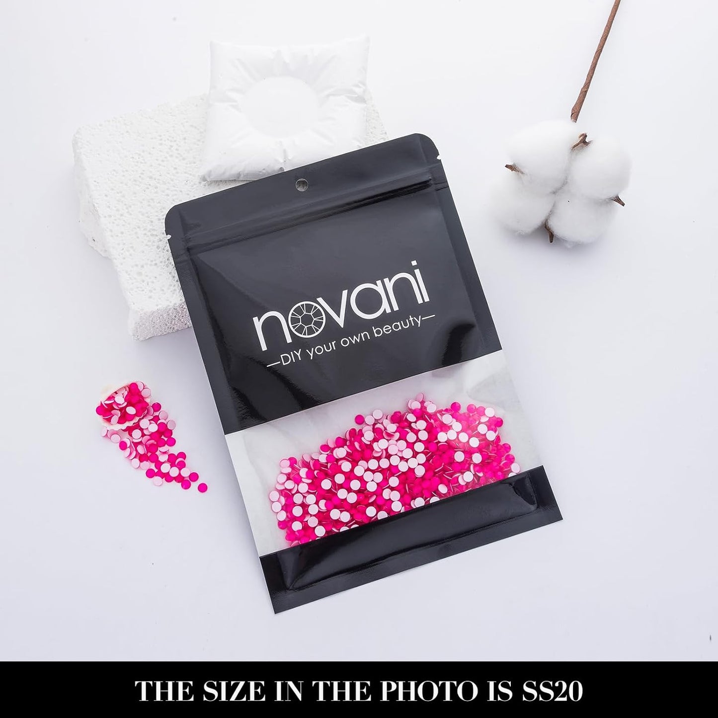 Novani 3000 Pieces Flatback Rhinestones Glass Round Gems Neon-Rose Crystals for Nail Art DIY Crafts Clothes Shoes,SS20,4.6-4.8mm