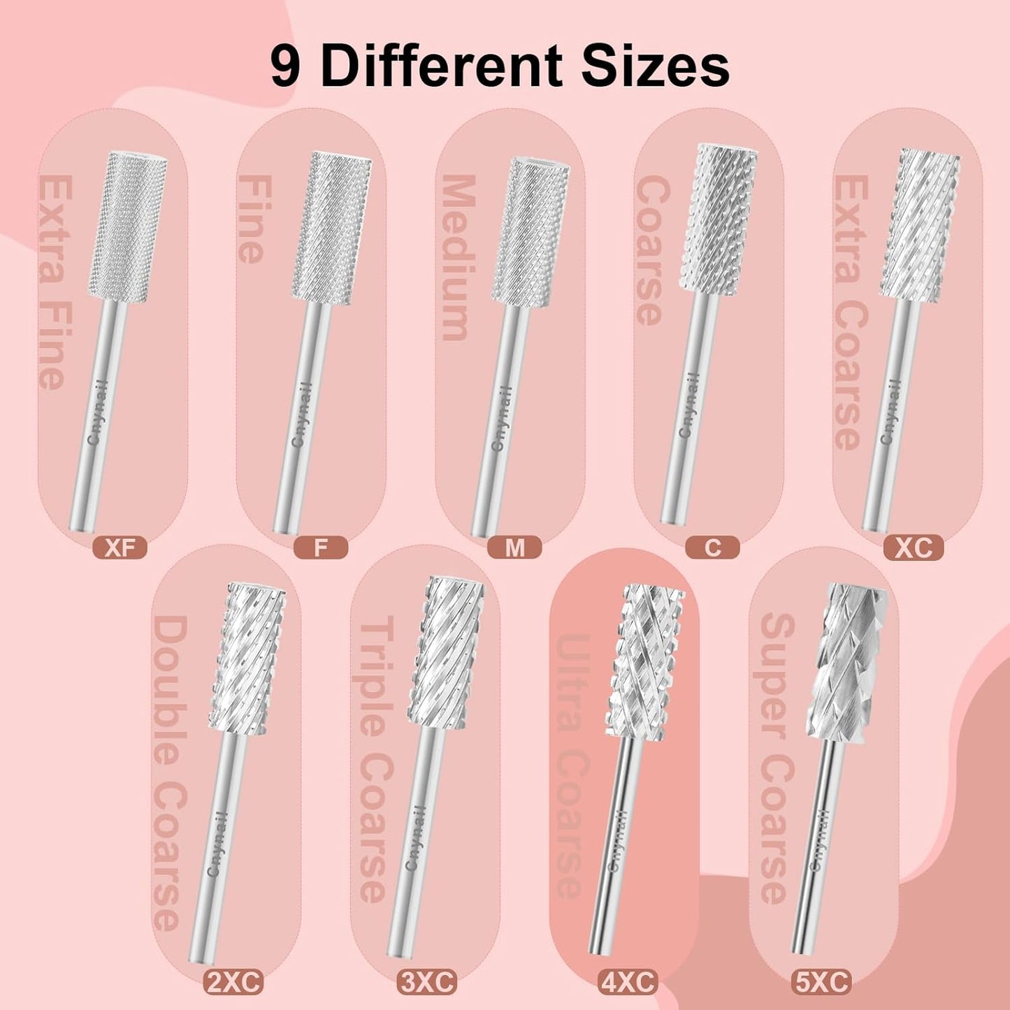 3/32" 5.35MM Small Barrel Flat Top Bit Tungsten Carbide Nail Drill Bit Safety Bit for Gel & Acrylic Removal, Right Way Rotating Efile Tip, Salon Electric File Accessory (5XC Grit, Silver)