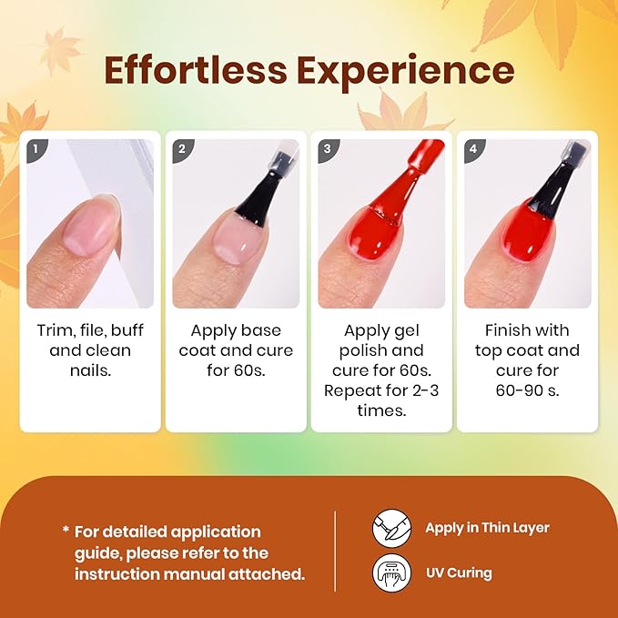 Beetles Fall Gel Polish Set - Autumn Realm Collection, Mustard Yellow Orange Burgundy Gel Polish Green Golden Glitter Nails Kit DIY Nail Art Soak Off UV Led Gifts for Women