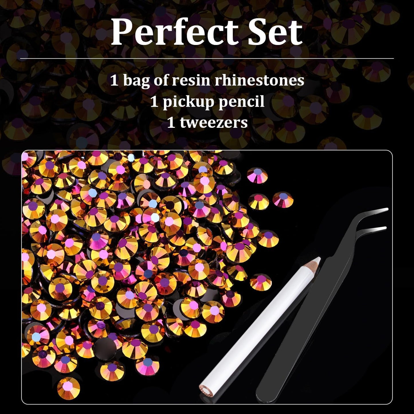 2000pcs 6mm Resin Rhinestones Bulk, Gold Rose AB Flatback Round Jelly Rhinestones Non Hotfix Crystal Gems Large Quantity Wholesale for DIY Crafts Clothes Bottles Face Makeup Manicure