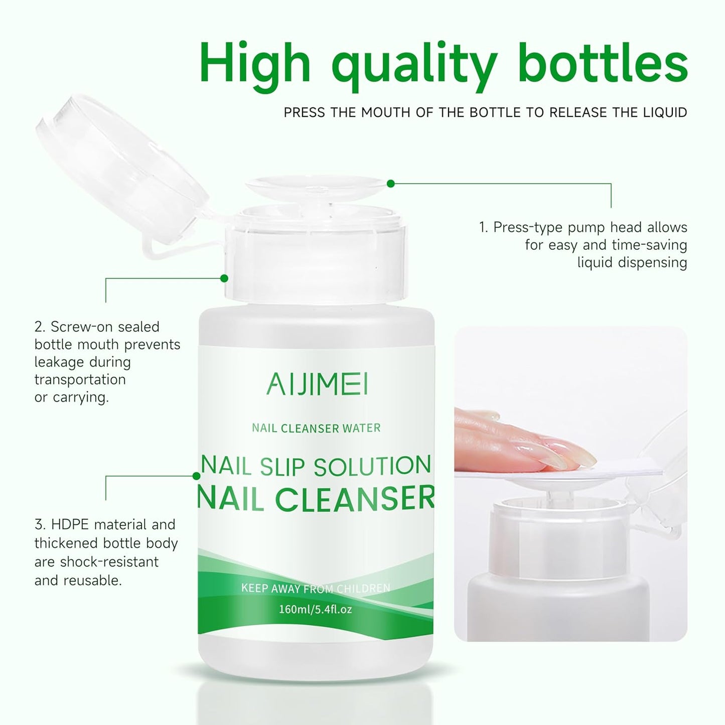 AIJIMEI Professional 160ml Nail Slip Solution Quick Cleaning Poly Gel Slip Solution For Nail Art And Extensions Suitable for Beginners DIY Home & Salon